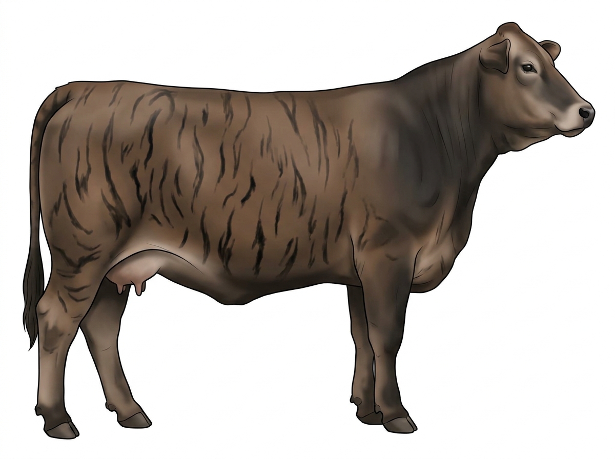 Smoky brindle with black stripes 3/4 Brahman 1/4 Charolais Cow