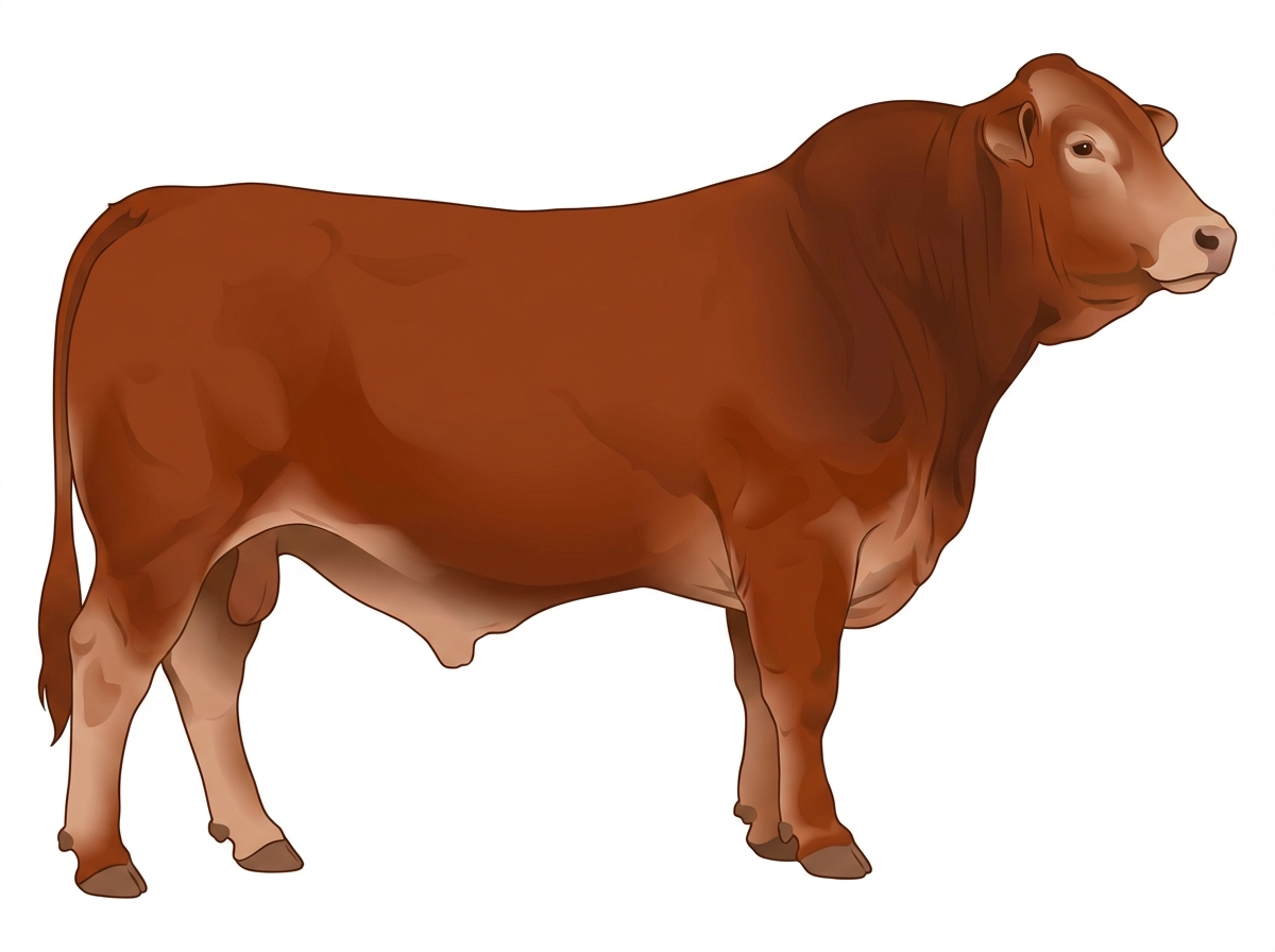 Red with a pale muzzle ring and lighter underline 3/4 Brahman 1/4 Limousin Bull