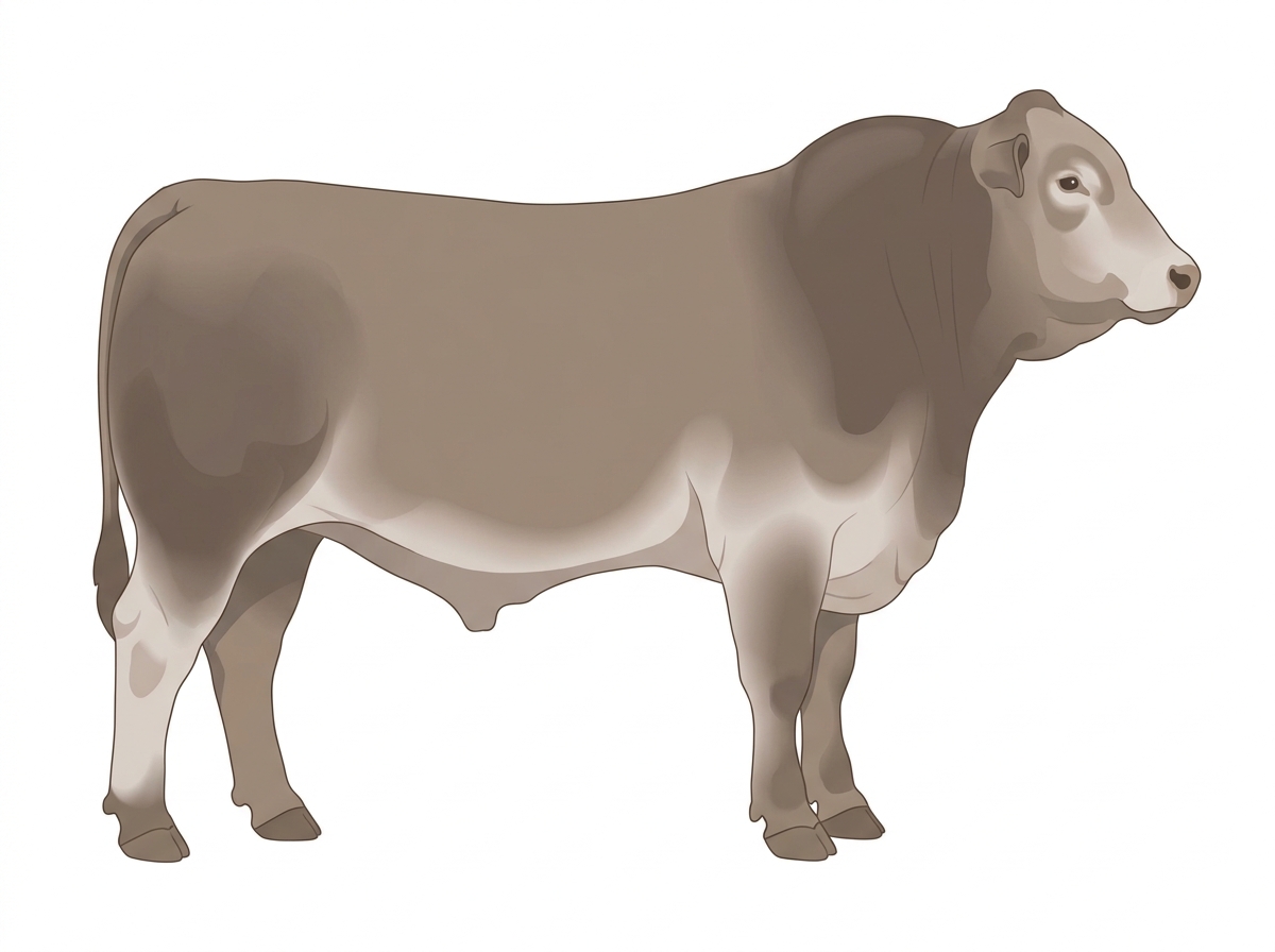 Light blue roan 3/4 Brahman 1/4 Shorthorn Bull