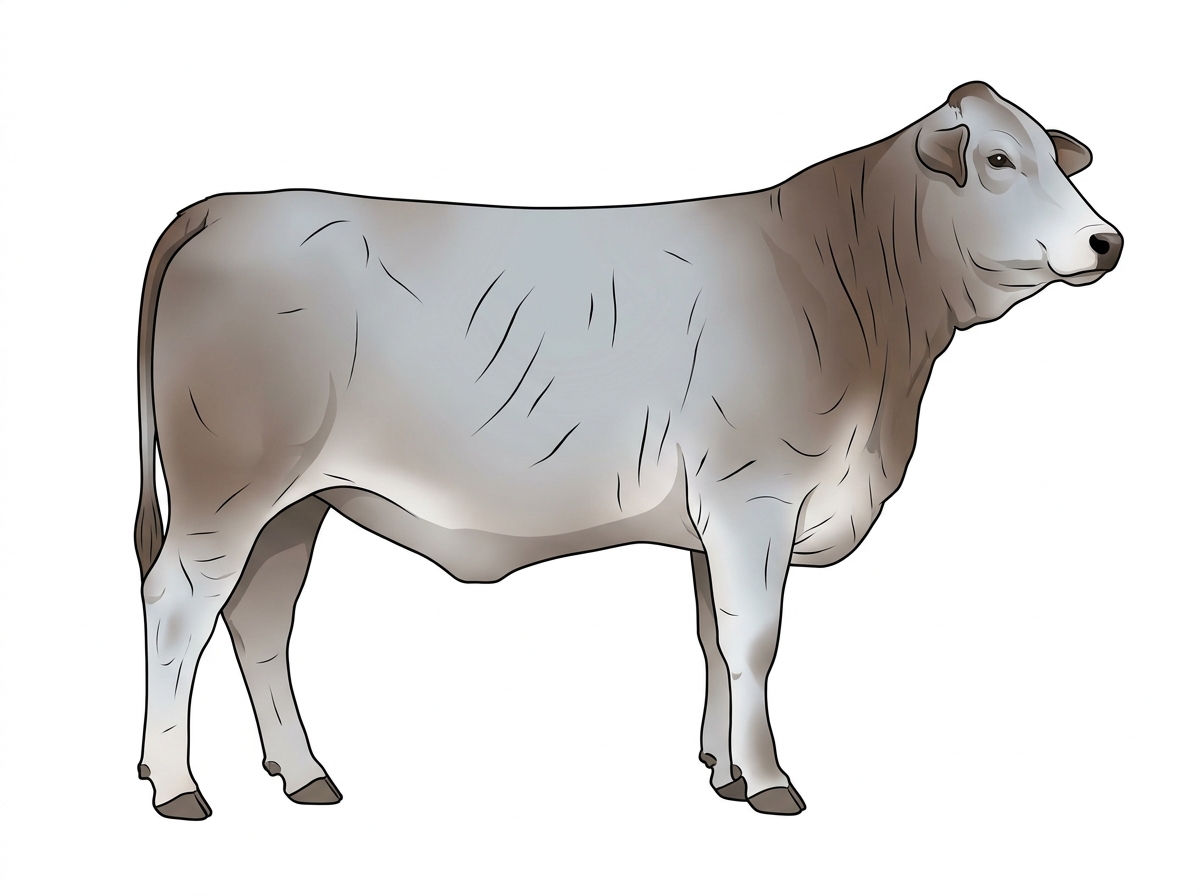 Light blue roan with black stripes 3/4 Brahman 1/4 Shorthorn Heifer