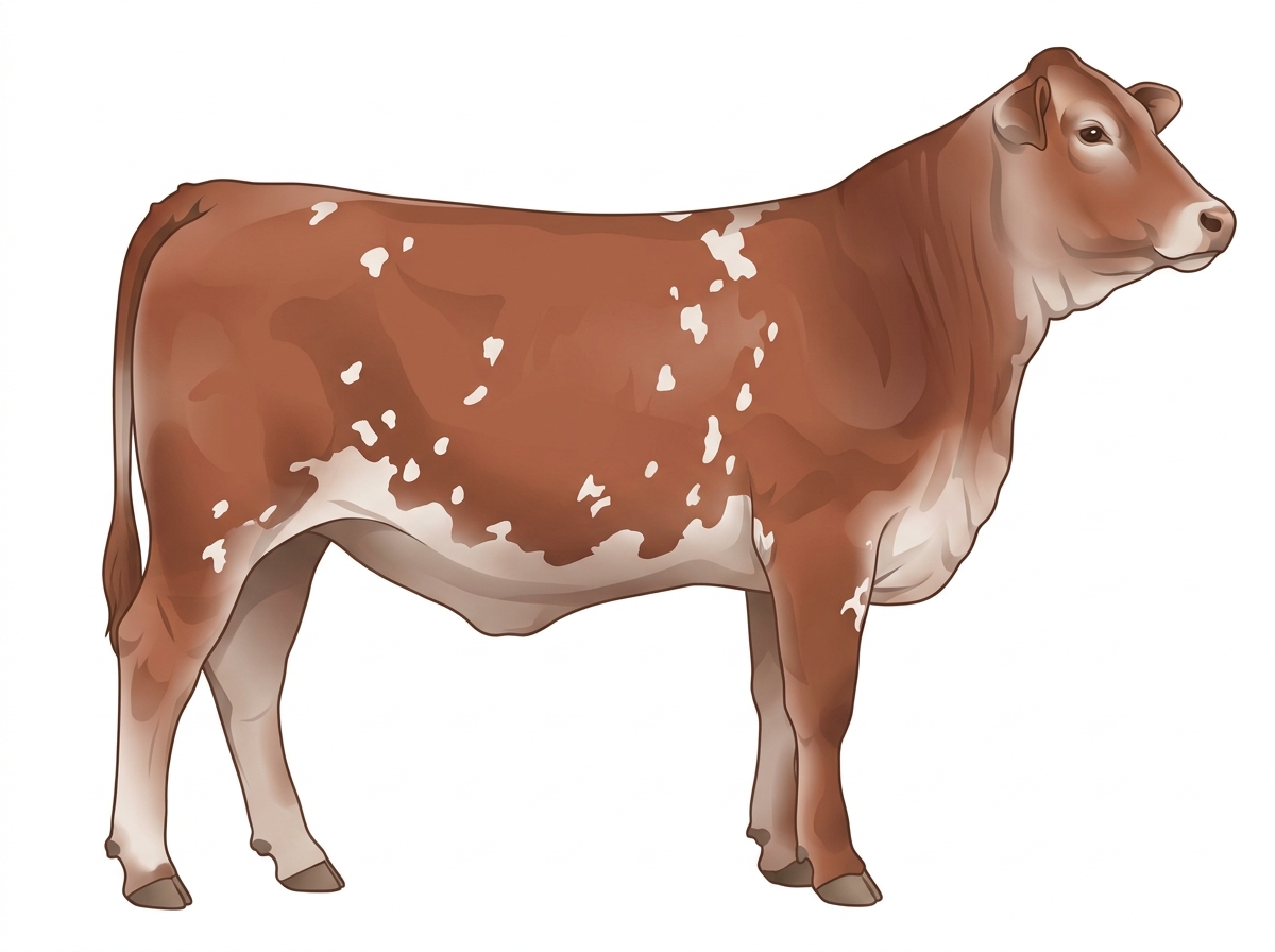 Red roan with white spots 3/4 Brahman 1/4 Shorthorn Heifer