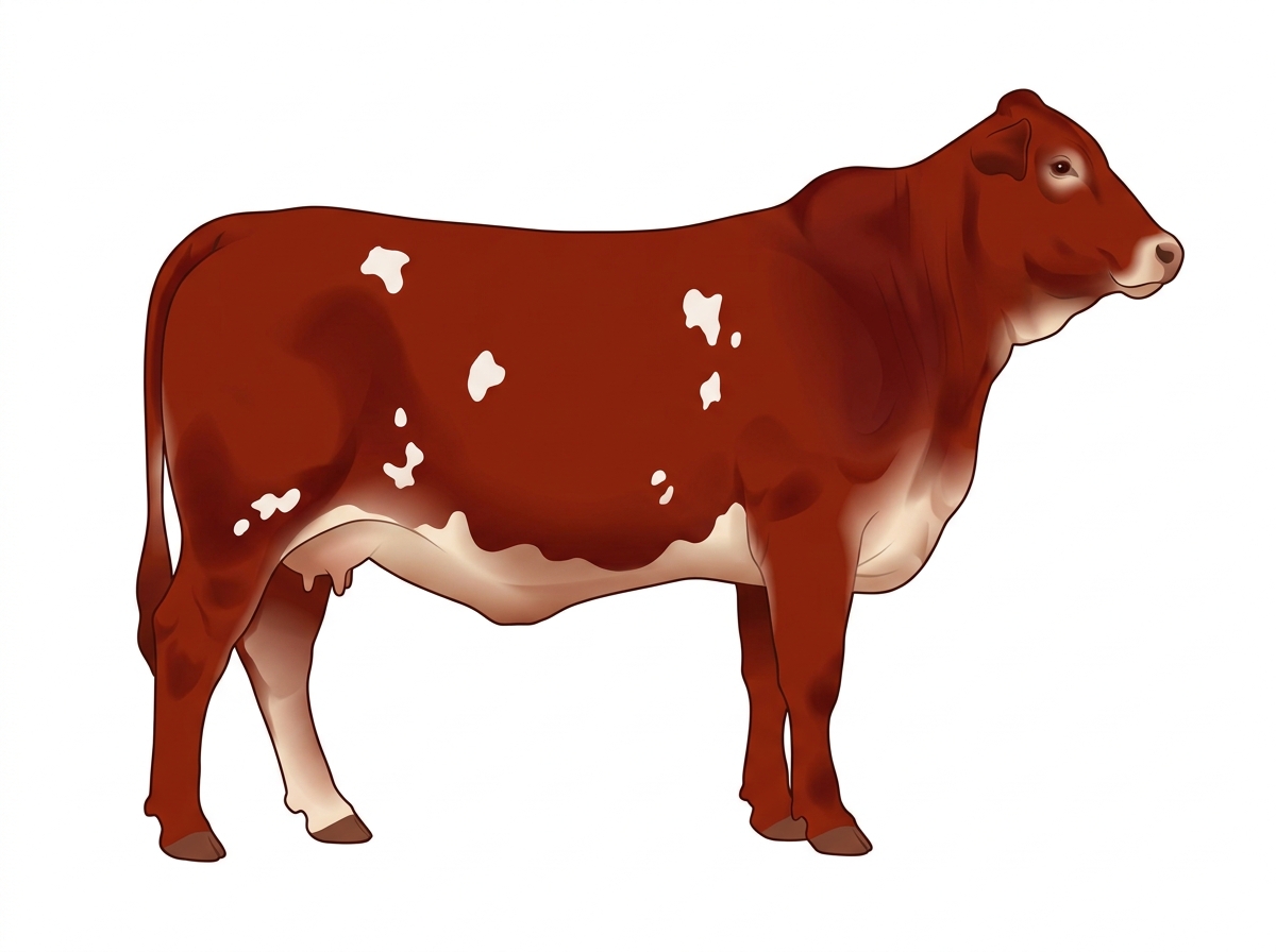 Red with a few white spots 3/4 Brahman 1/4 Shorthorn Cow