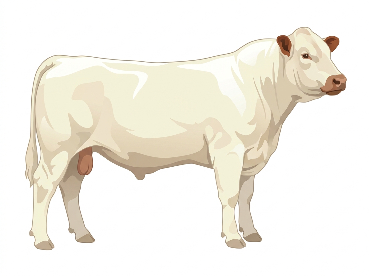 White with red ears and muzzle 3/4 Charolais Cross Bull