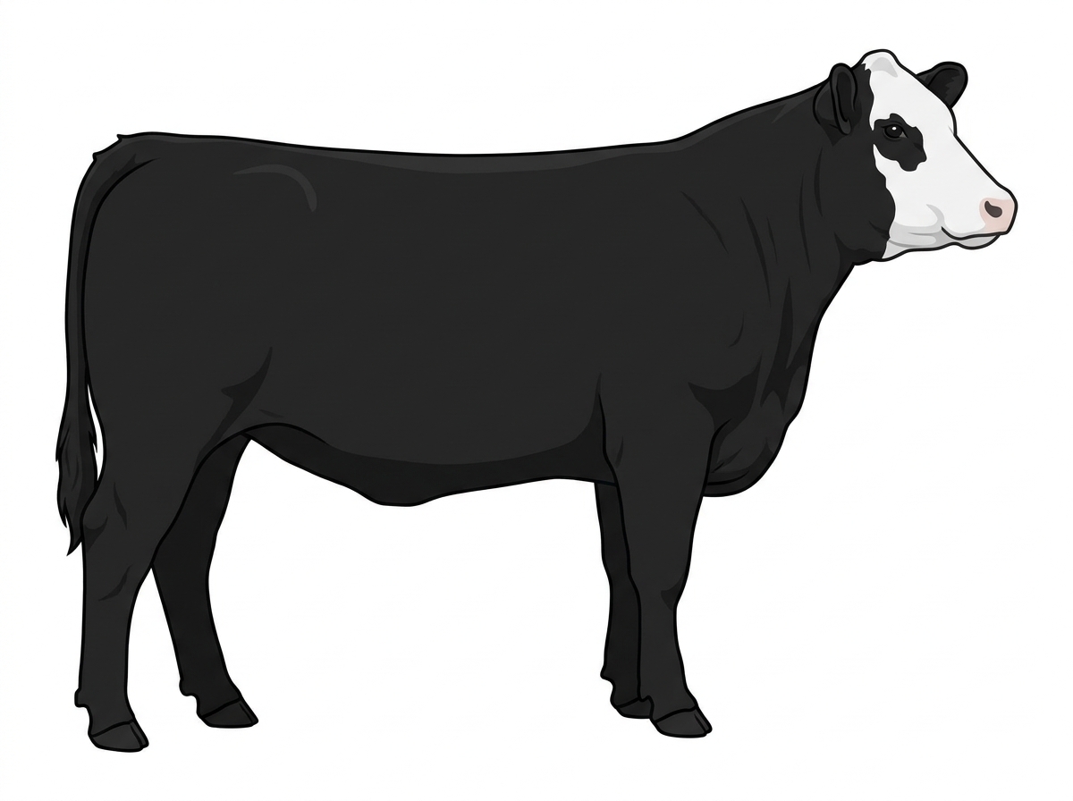 Black with a white face 3/4 Hereford 1/4 Angus Heifer