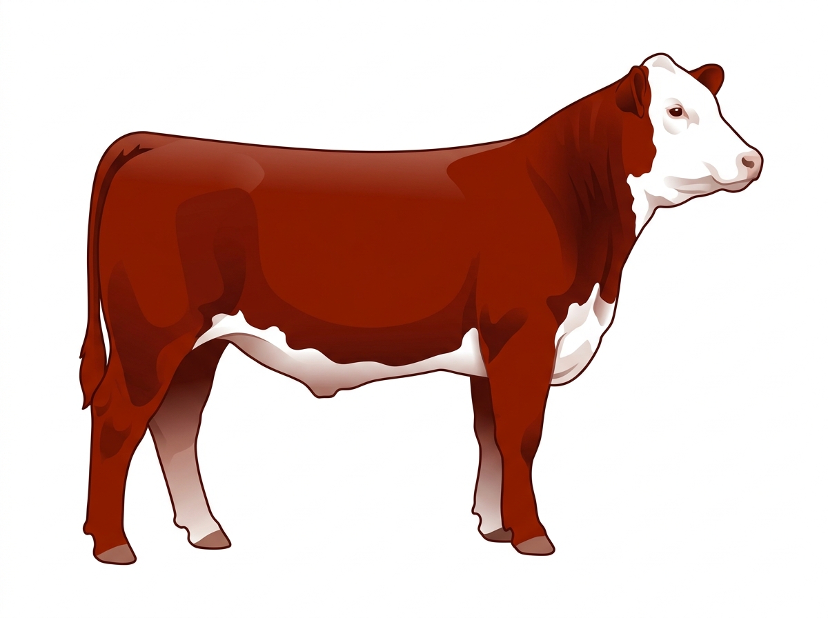 Red with a full white face, white brisket and underline 3/4 Hereford 1/4 Brahman Steer