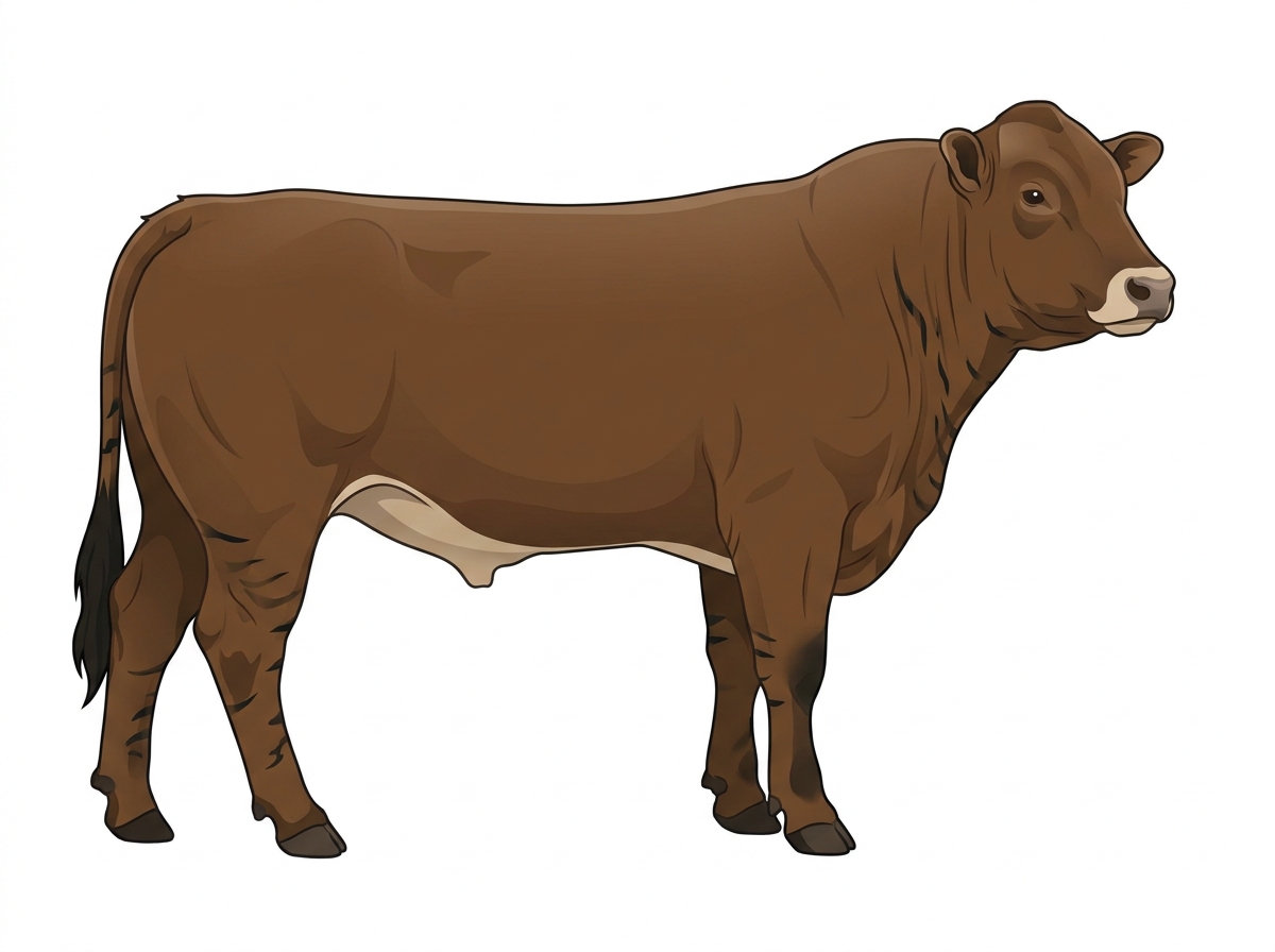 Brown brindle with faint black striping, black points and a pale muzzle ring and lighter underline 3/4 Highlander Cross Bull