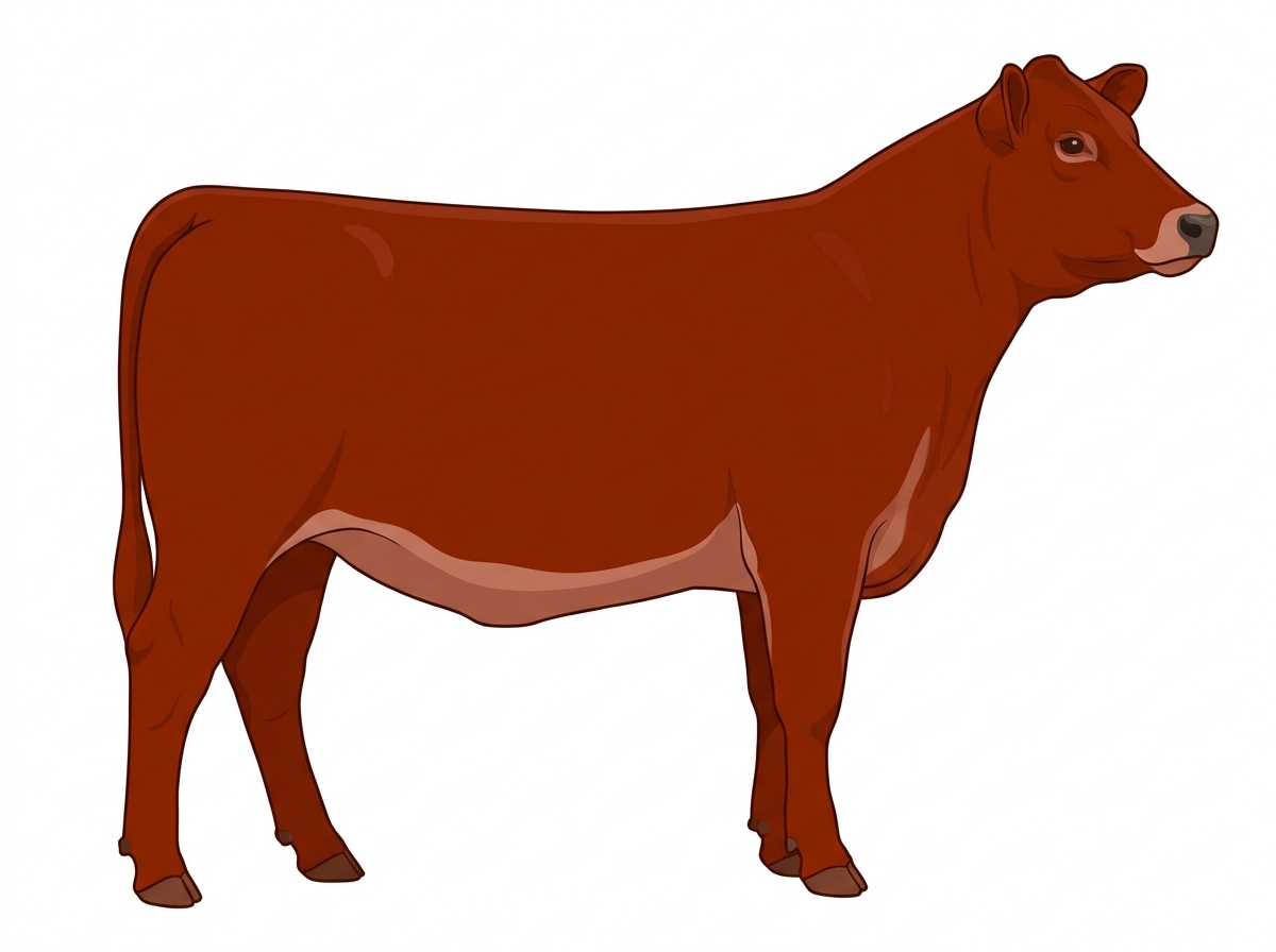 Red with a pale muzzle ring and lighter underline 3/4 Highlander Cross Heifer