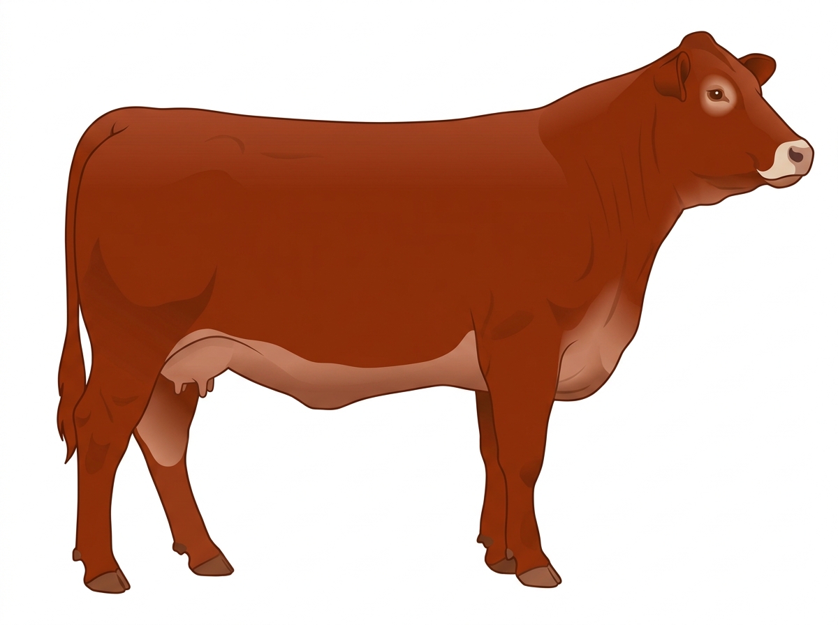 Red with a pale muzzle ring and lighter underline 3/4 Limousin 1/4 Brahman Cow