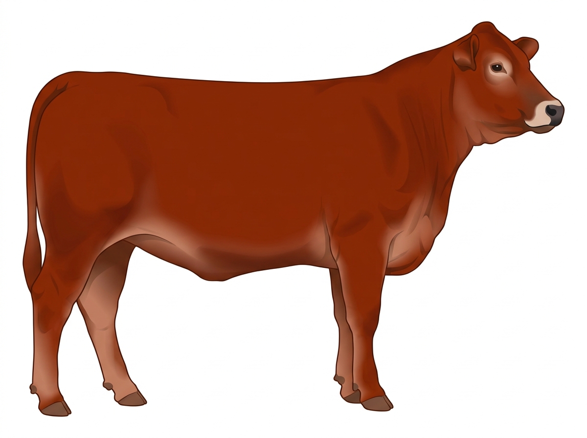 Red with a pale muzzle ring and lighter underline 3/4 Limousin 1/4 Brahman Heifer