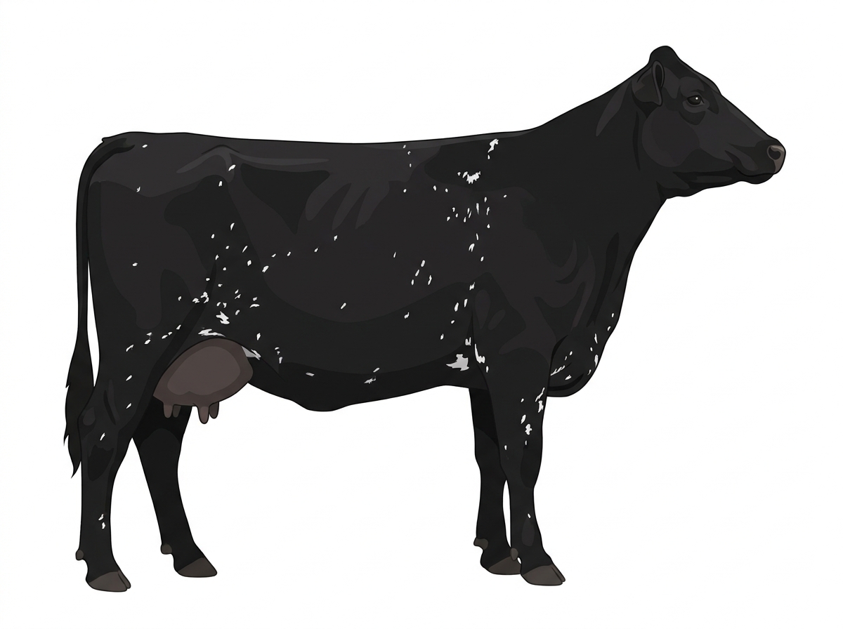 Black with ticking 3/4 Maine-Anjou Cow