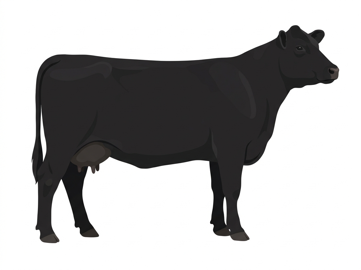 Black 3/4 Red Angus 1/4 Angus Cow