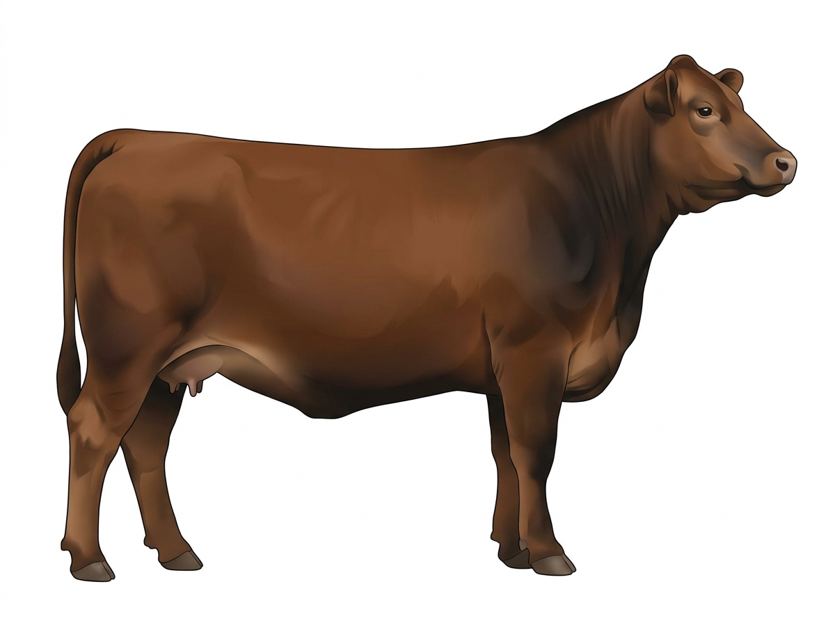 Brown with black points 3/4 Red Angus 1/4 Brahman Cow