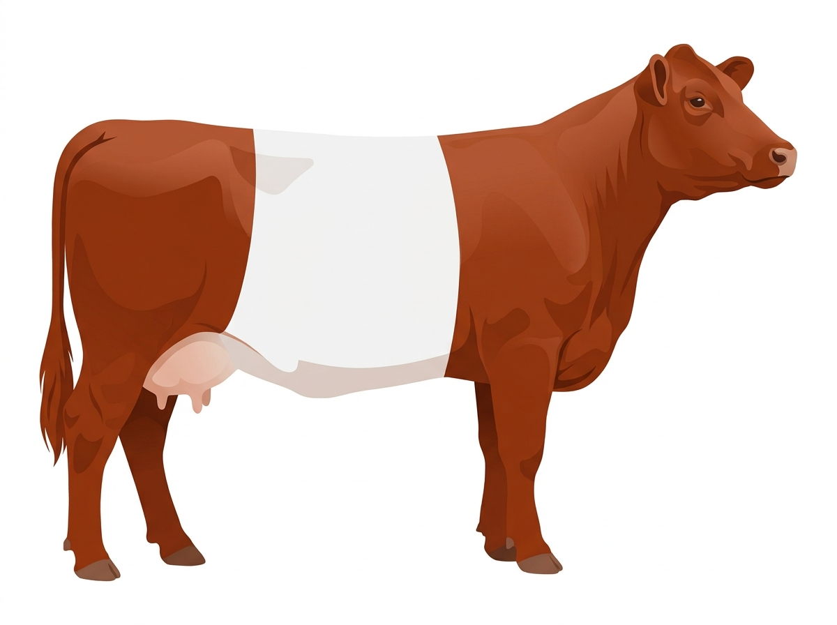 Red with white belt 3/4 Red Angus Cow