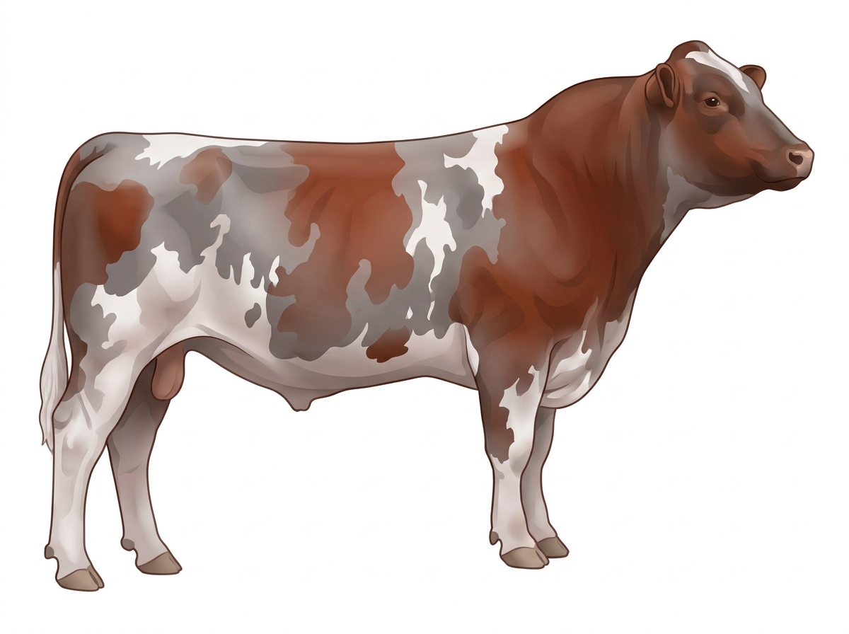 Gray roan 3/4 Shorthorn Bull
