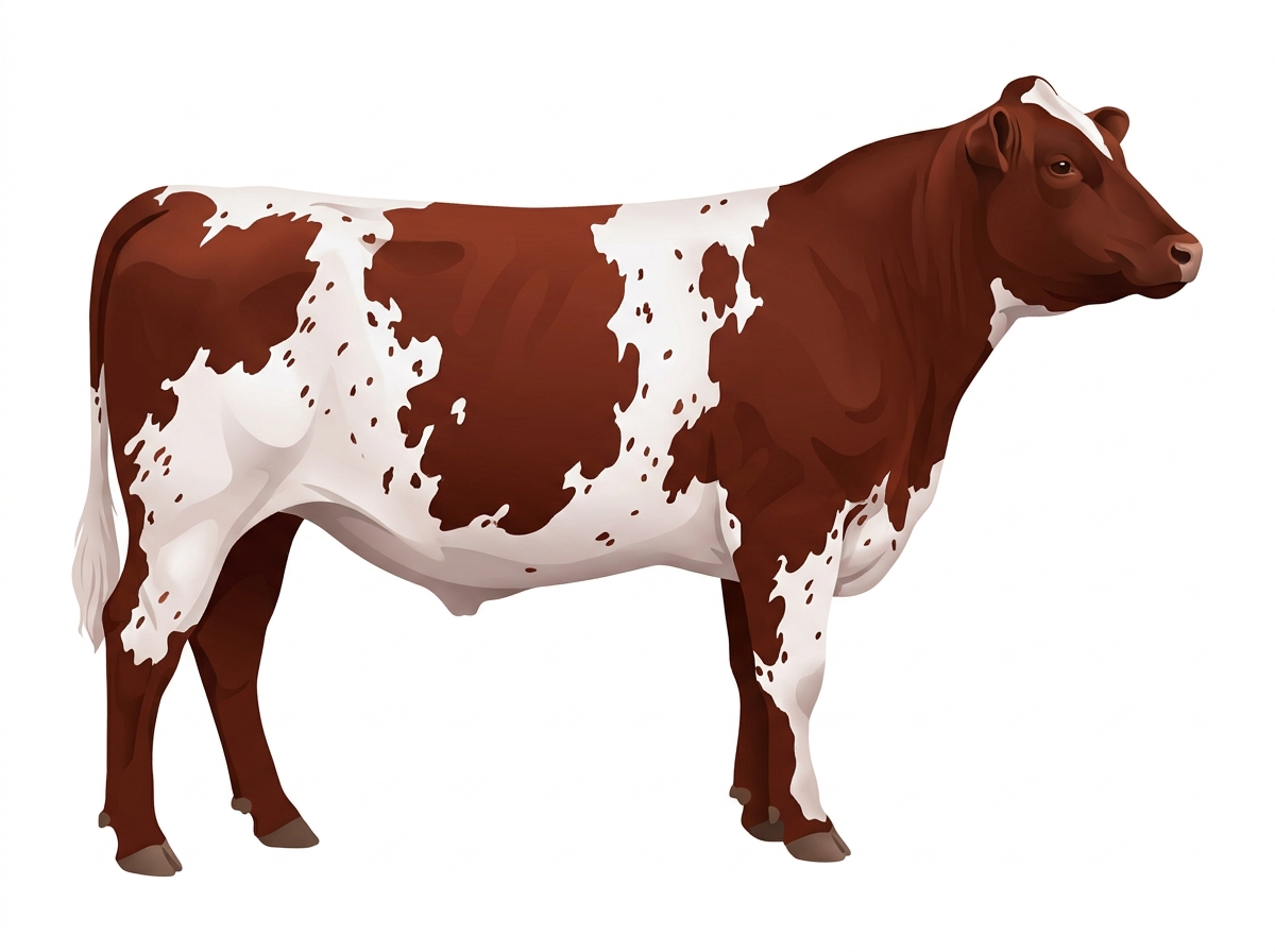 Red heavy roan with minimal spotting with ticking 3/4 Shorthorn Steer