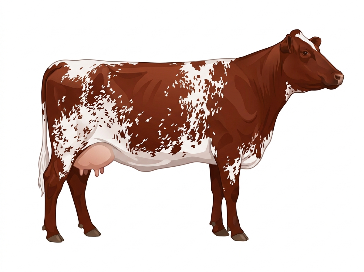 Red heavy roan with ticking 3/4 Shorthorn Cow