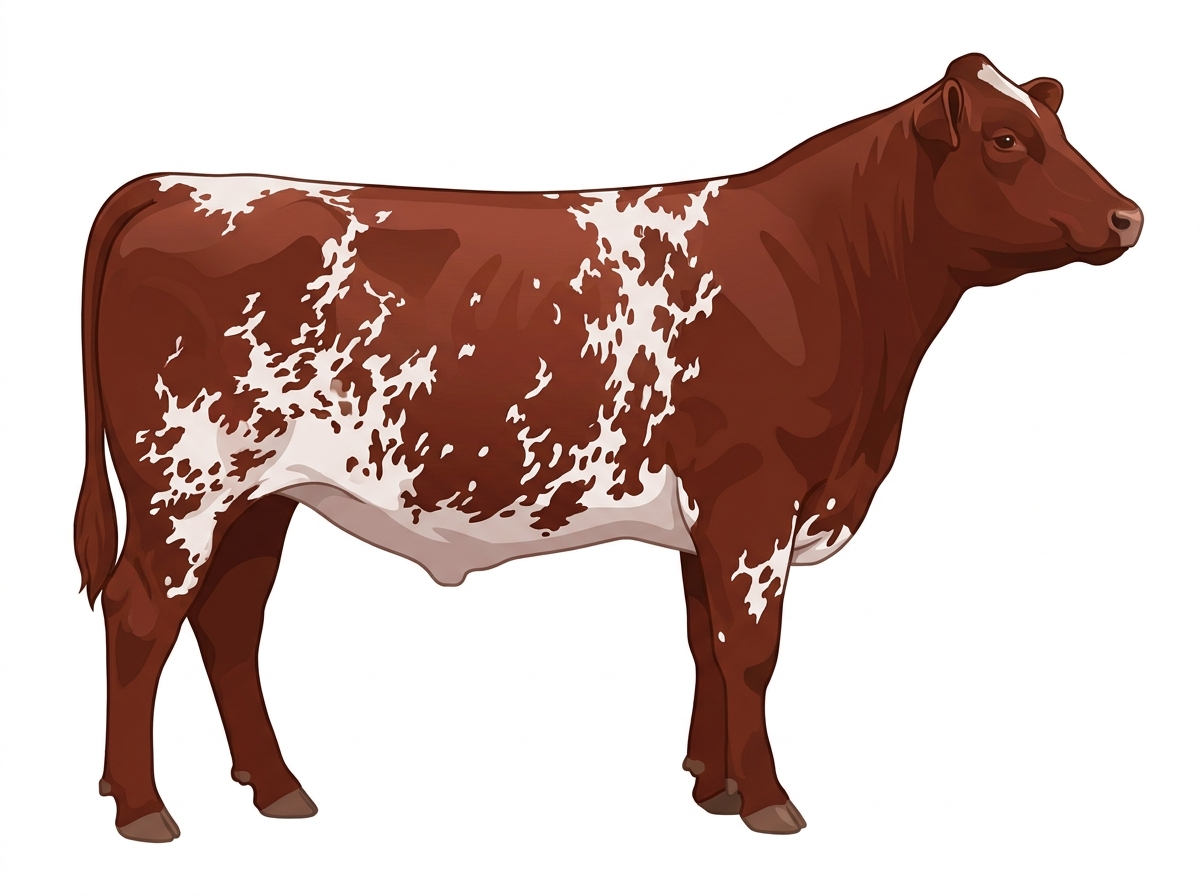 Red roan with minimal spotting 3/4 Shorthorn Steer