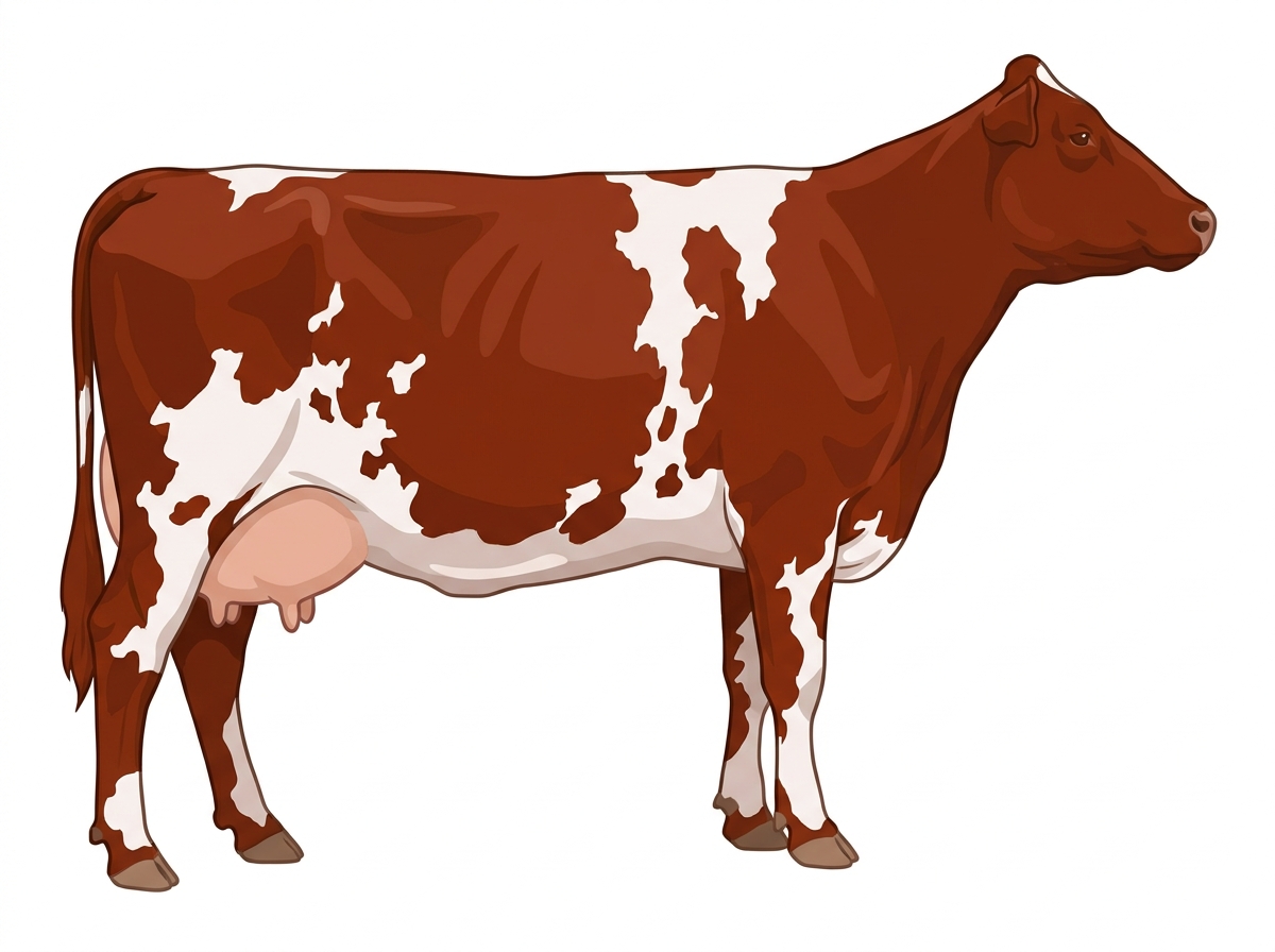 Red roan with white spots 3/4 Shorthorn Cow