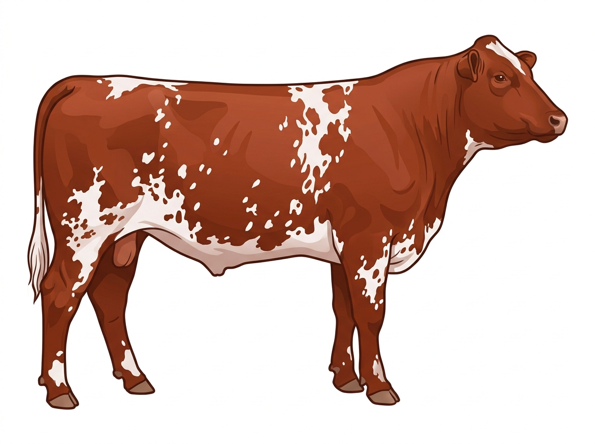 Red roan with white spots 3/4 Shorthorn Steer