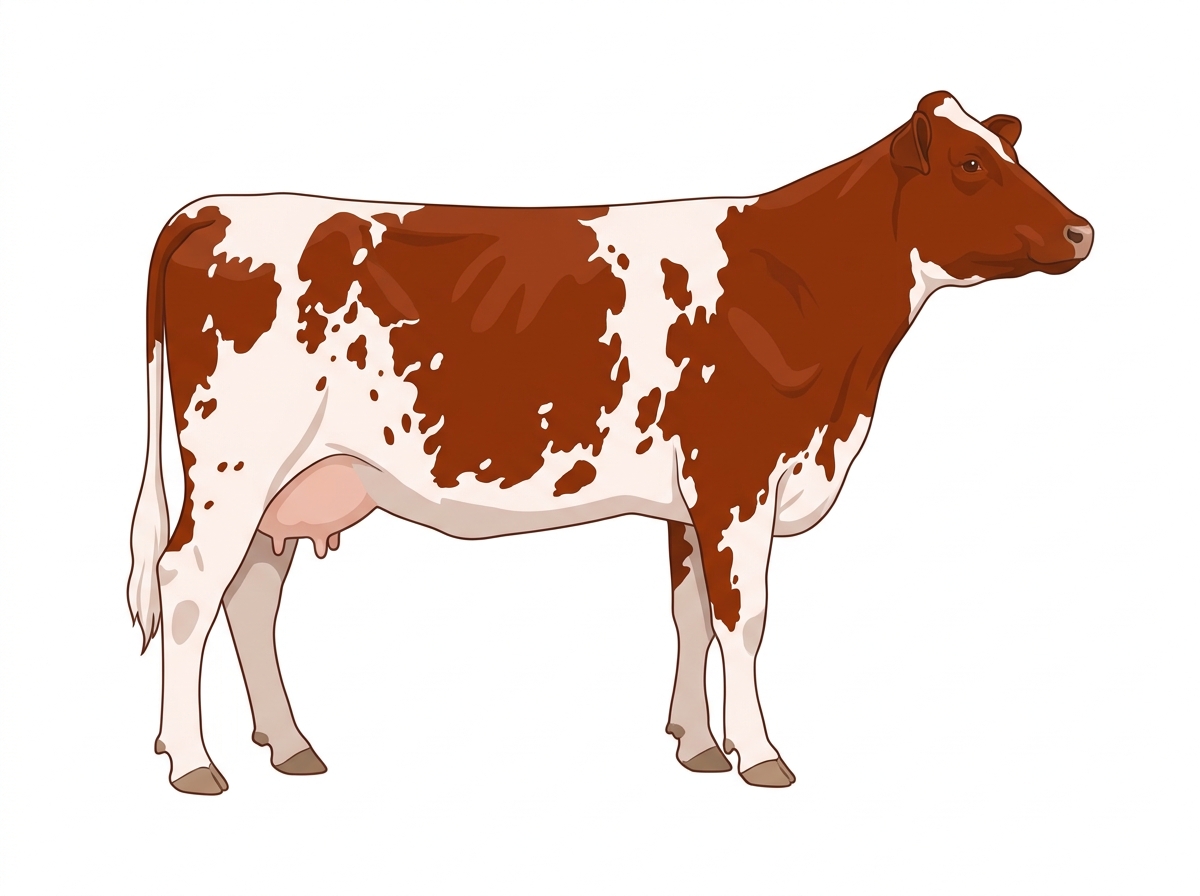 Red white roan with minimal spotting 3/4 Shorthorn Cow
