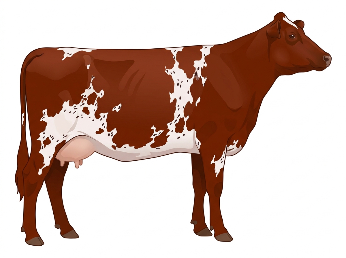 Red white roan with minimal spotting with ticking 3/4 Shorthorn Cow
