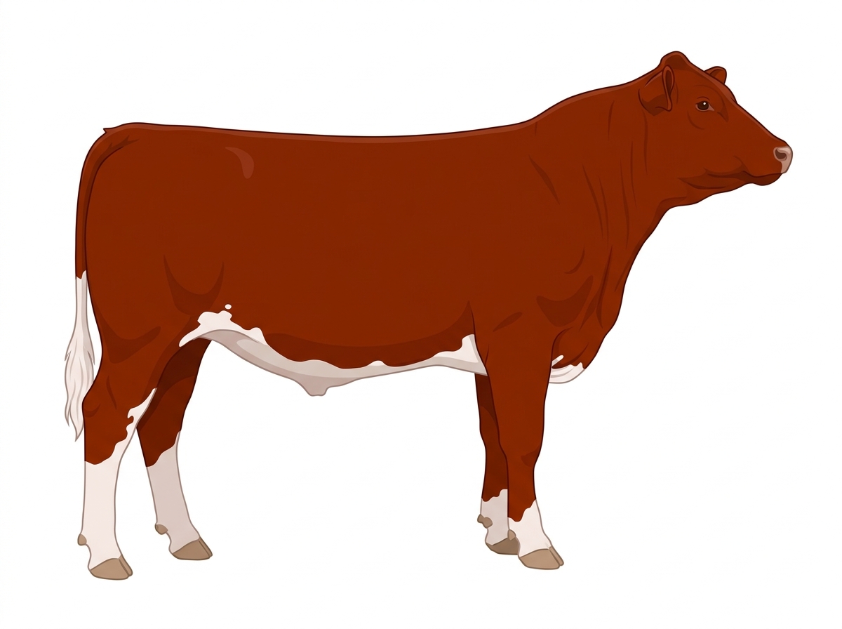 Red with minimal spotting 3/4 Shorthorn Steer