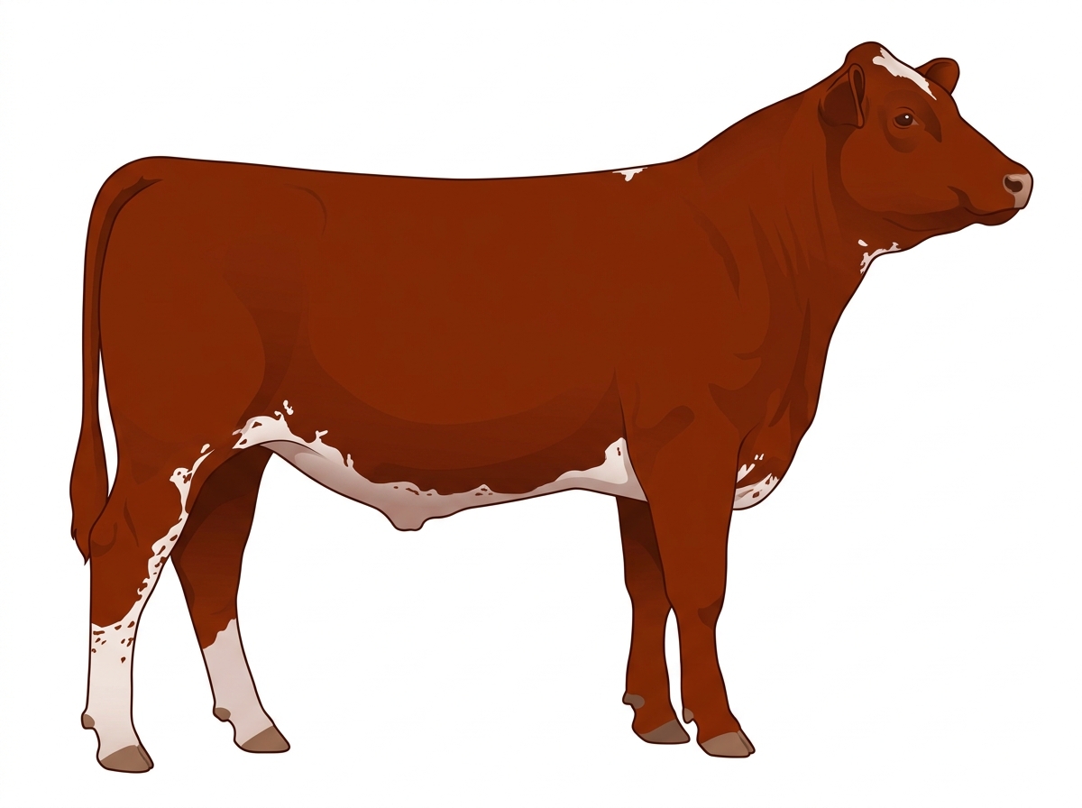 Red with minimal spotting with ticking 3/4 Shorthorn Steer
