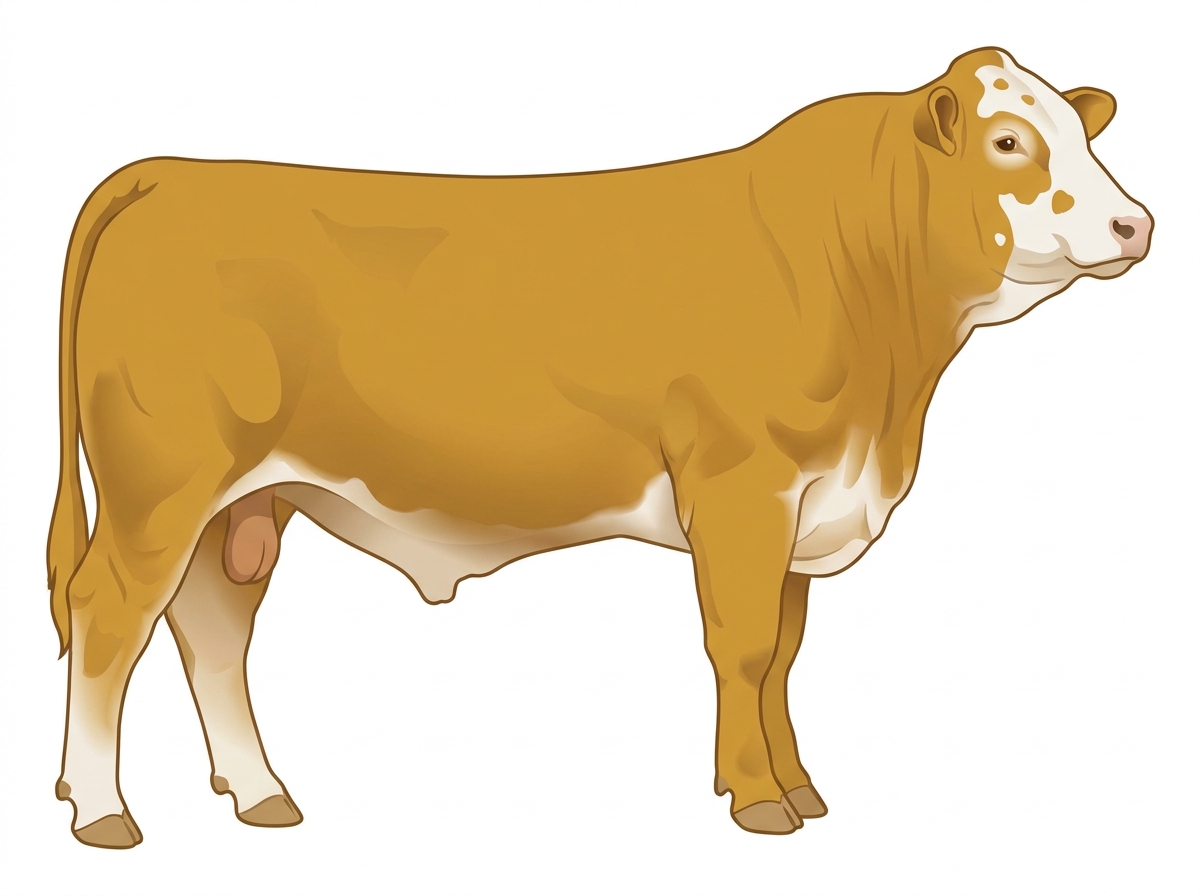 Gold with a white face and a few white spots 3/4 Simmental 1/4 Brahman Bull