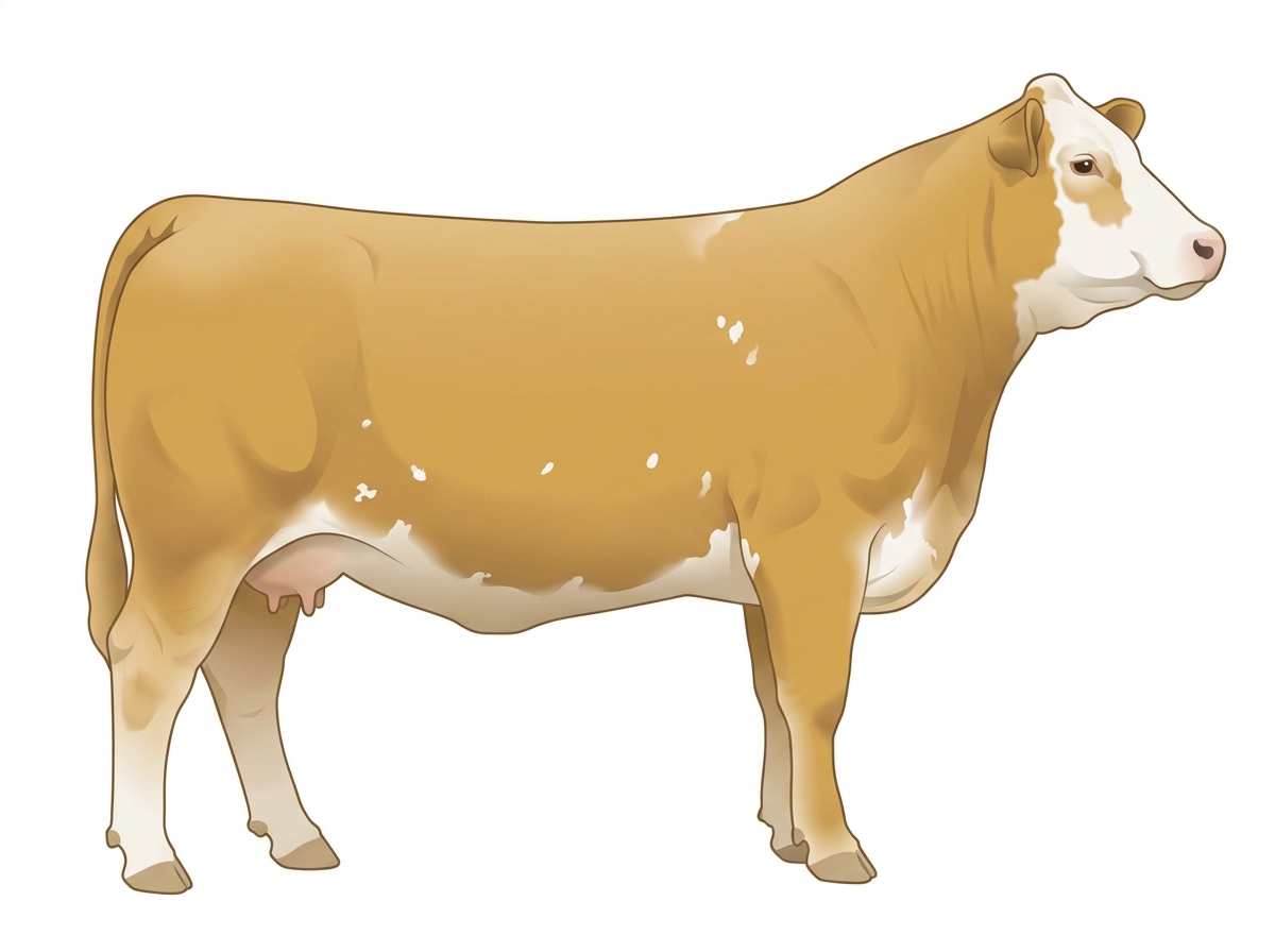Gold with a white face and a few white spots 3/4 Simmental 1/4 Brahman Cow