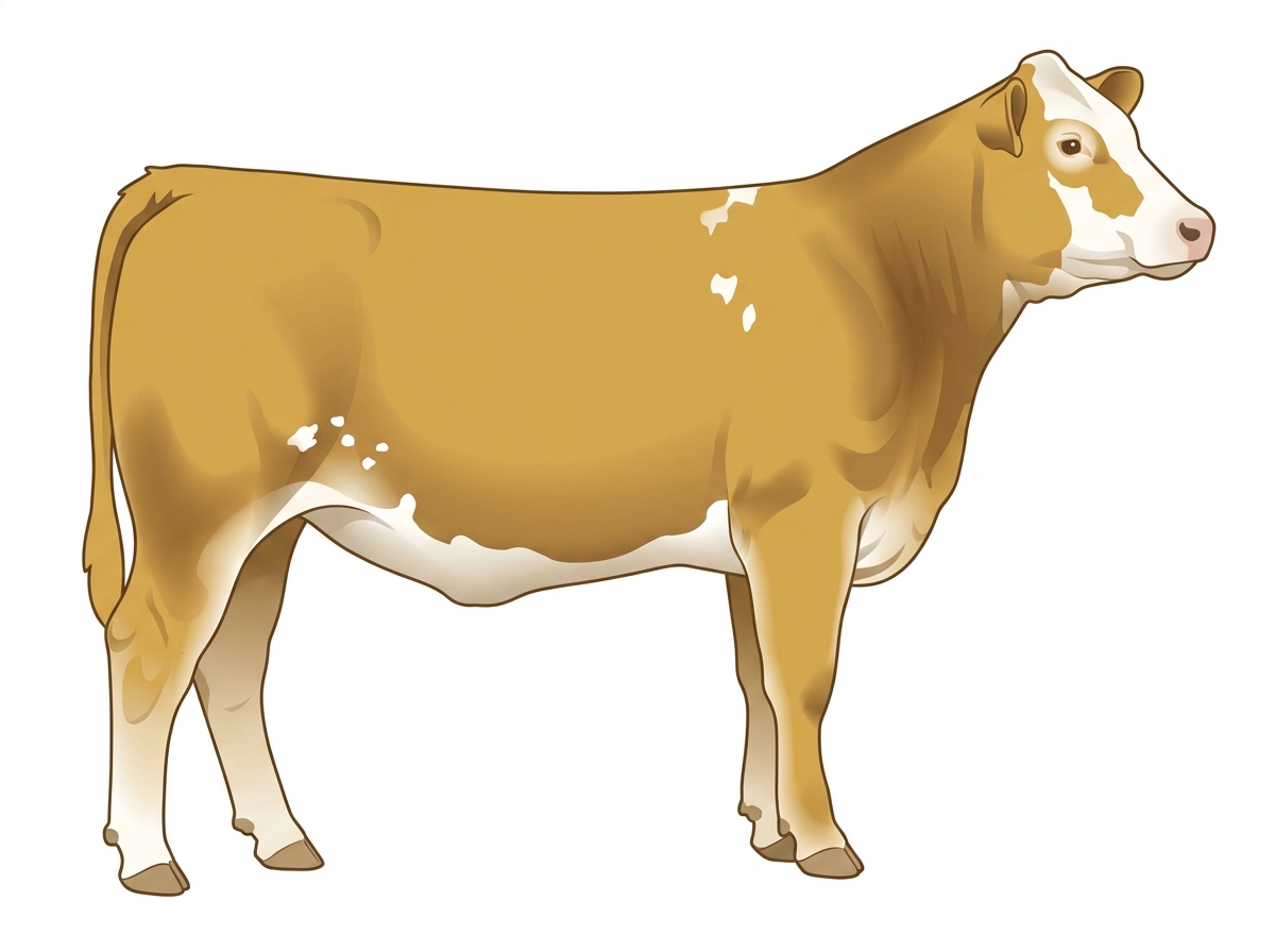 Gold with a white face and a few white spots 3/4 Simmental 1/4 Brahman Heifer