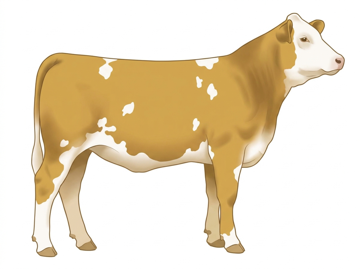 Gold with a white face and white spots 3/4 Simmental 1/4 Brahman Heifer