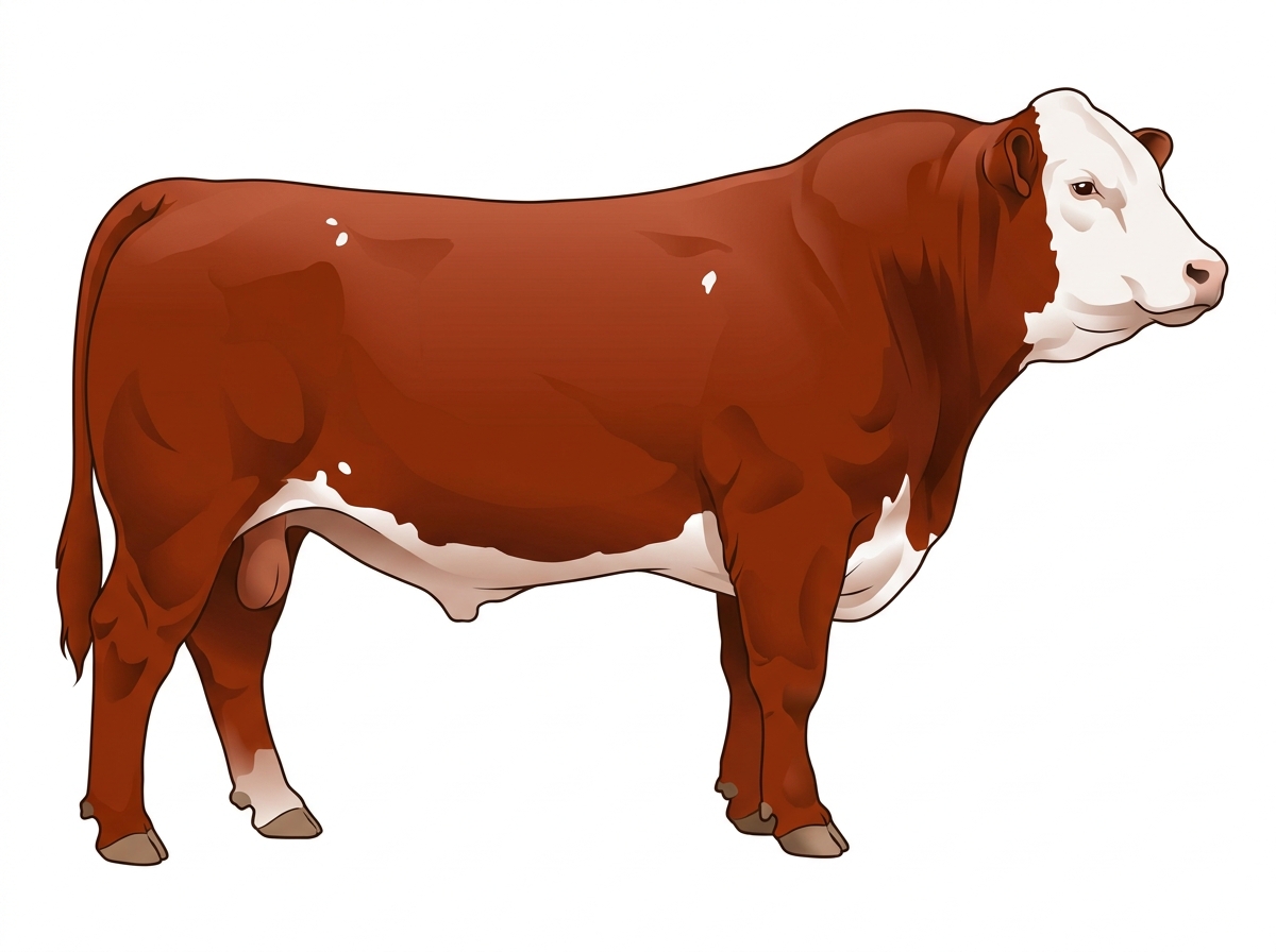 Red with a white face and a few white spots 3/4 Simmental 1/4 Brahman Bull