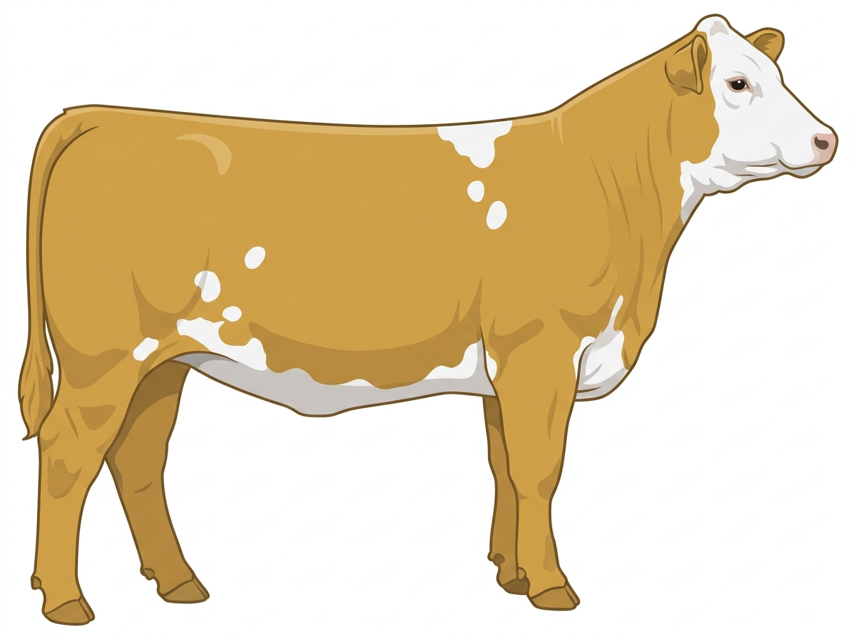 Gold with a white face and a few white spots 3/4 Simmental 1/4 Chianina Heifer