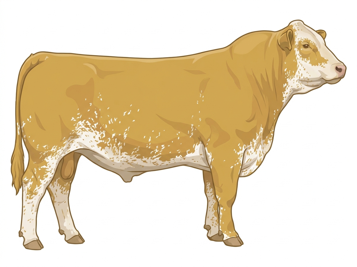 Gold with ticking in the white 3/4 Simmental 1/4 Chianina Bull