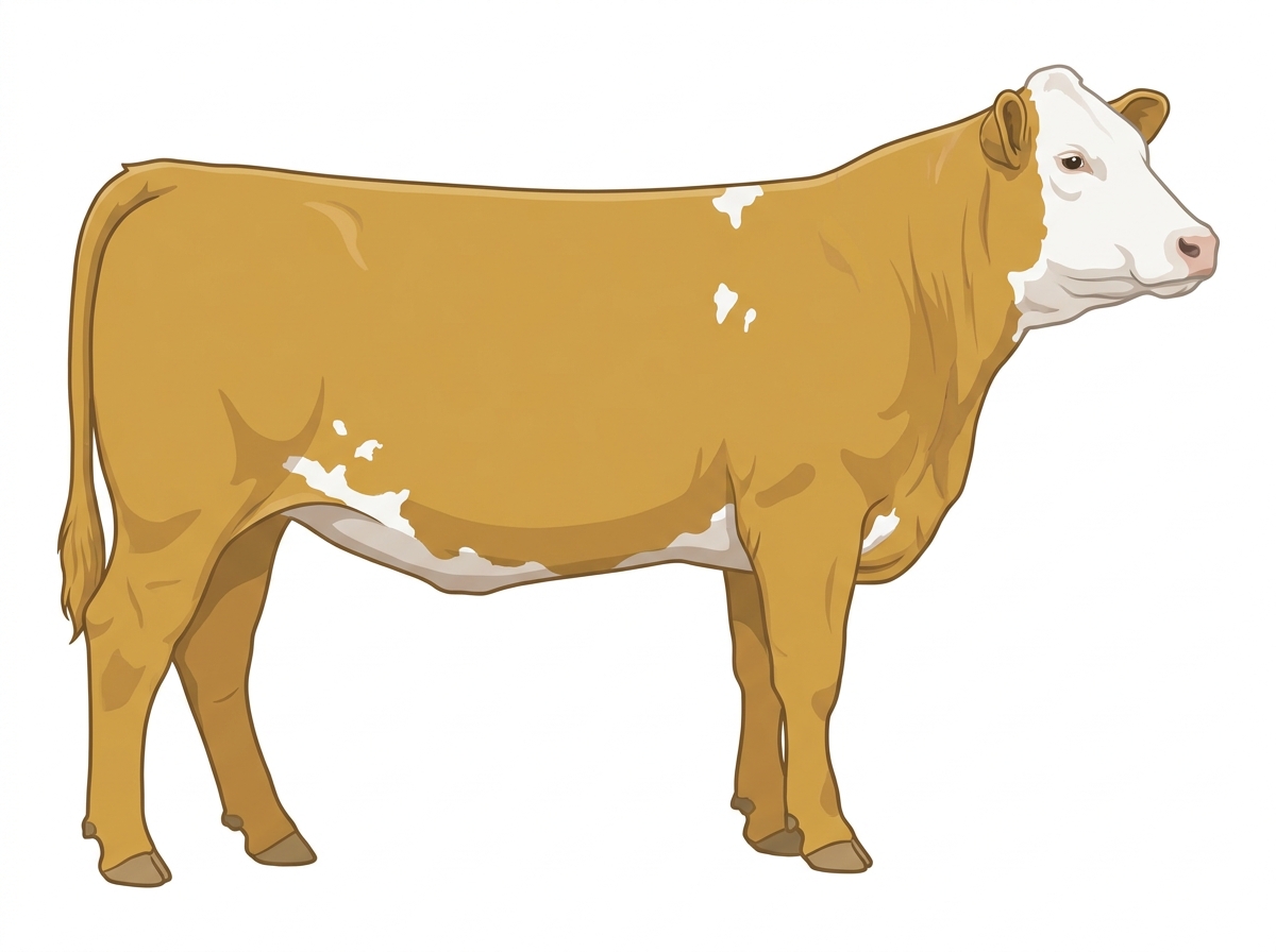 Gold with a white face and a few white spots 3/4 Simmental 1/4 Hereford Heifer