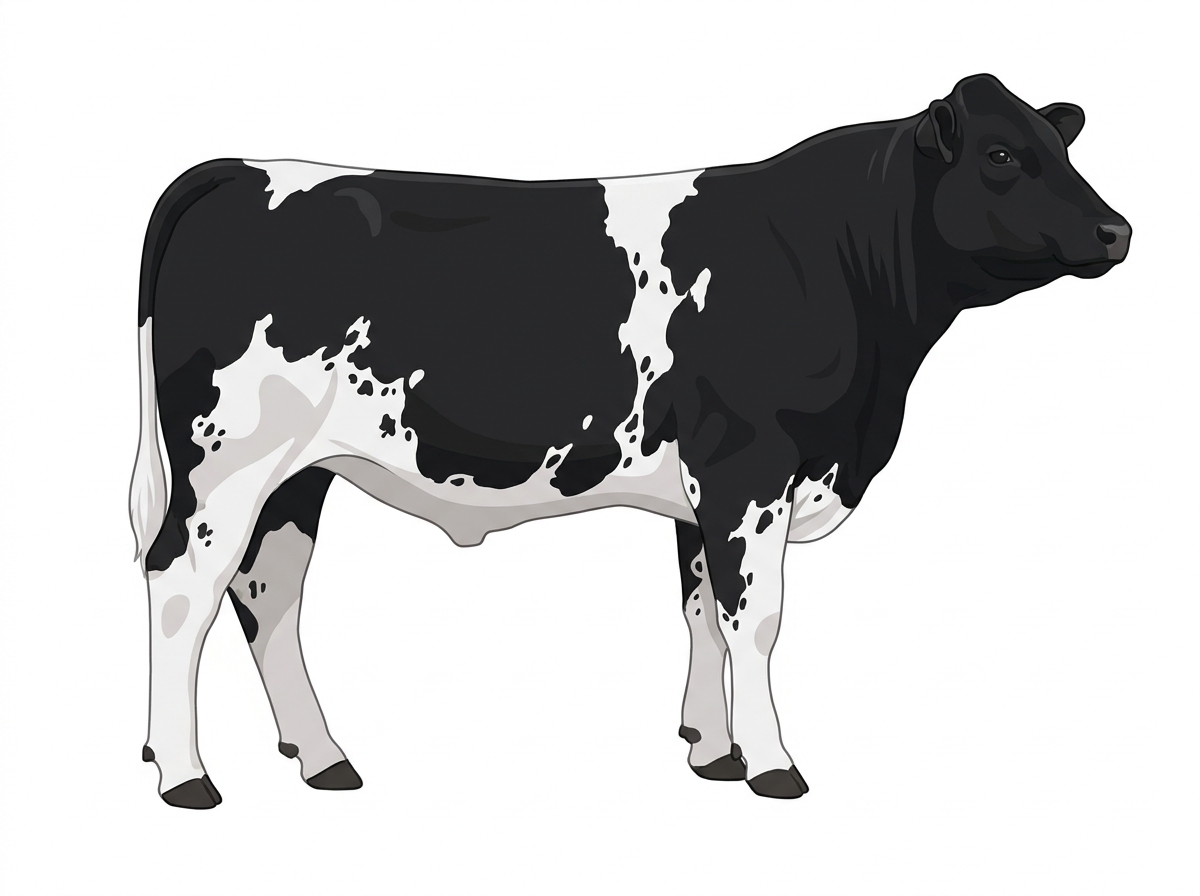 Black with a few white spots and ticking in the white 3/4 Simmental Cross Steer