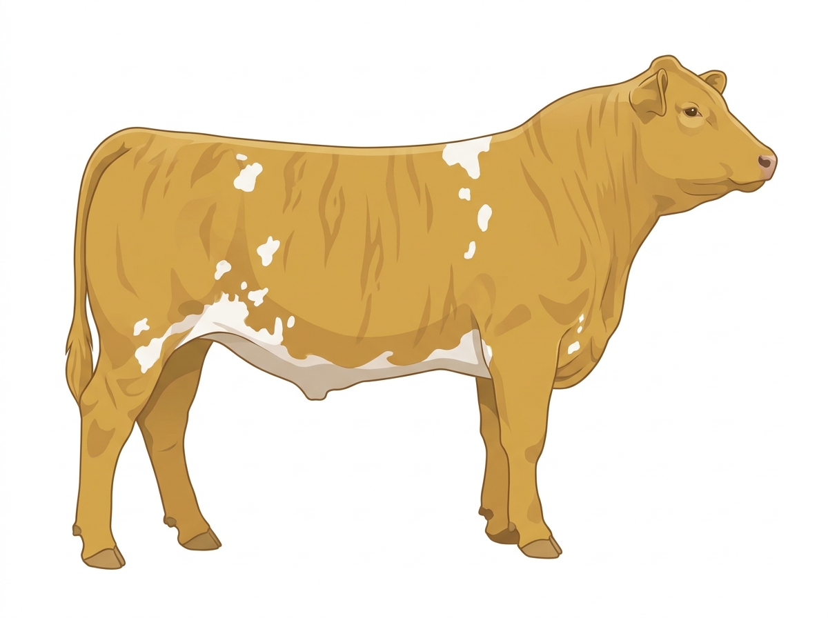 Gold faint brindle with white spots 3/4 Simmental Steer