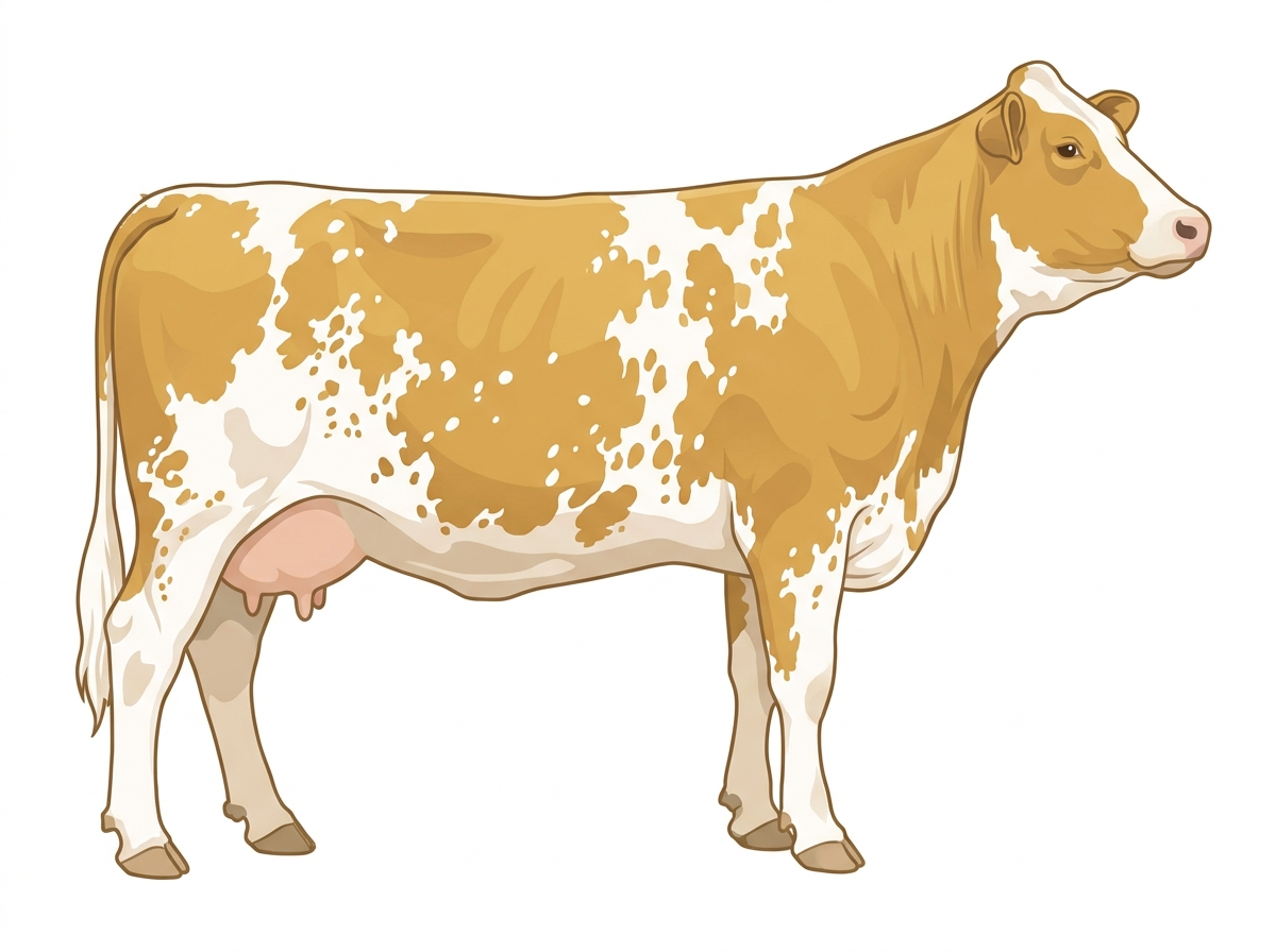 Gold heavily spotted with ticking 3/4 Simmental Cow