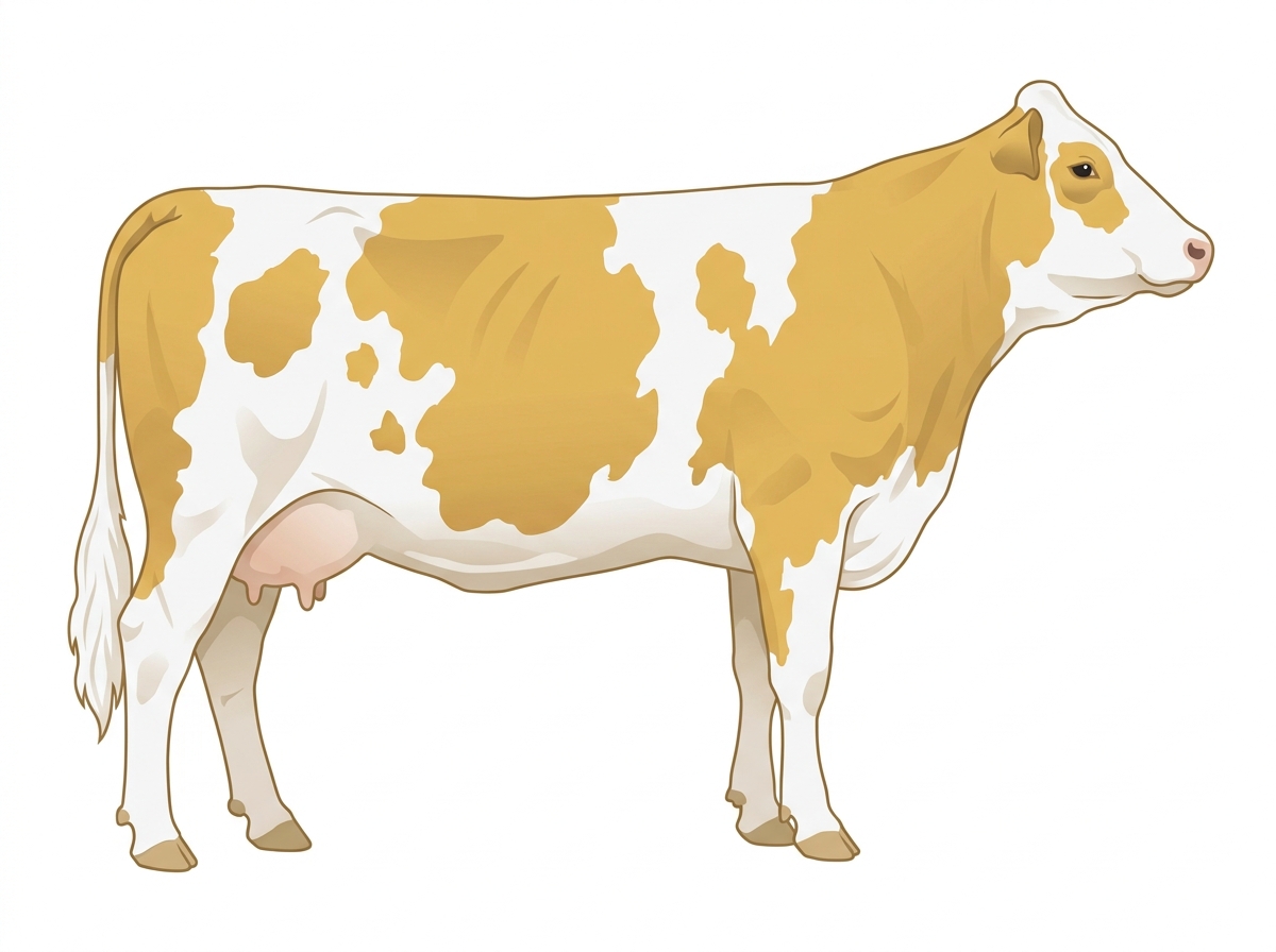 Gold with white spots 3/4 Simmental Cow