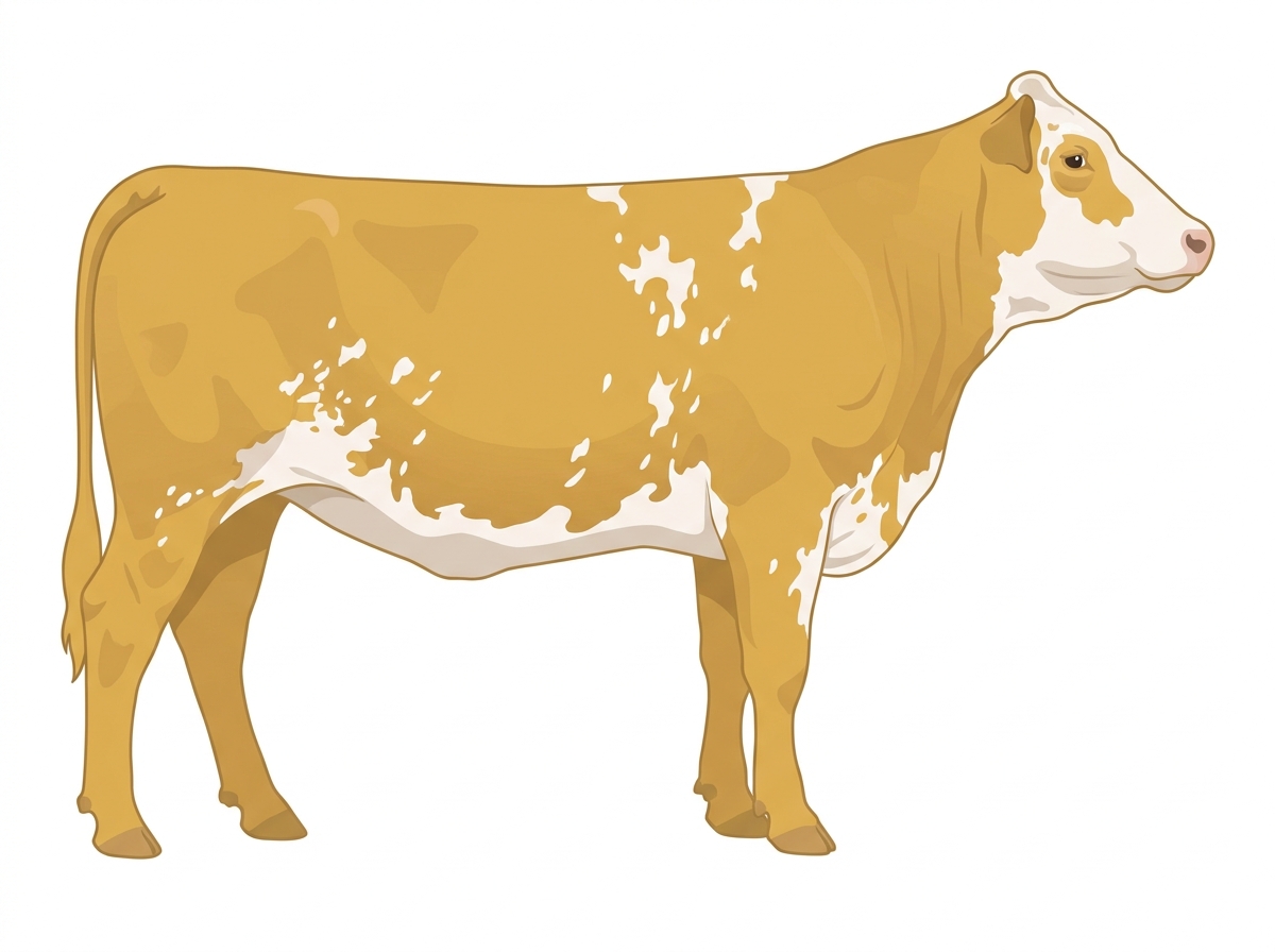 Gold with white spots with ticking 3/4 Simmental Cow