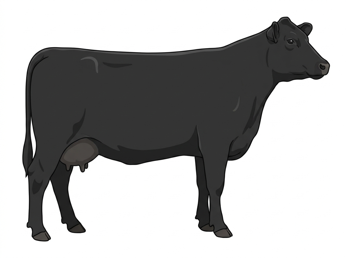 Black 5/8 Angus 3/8 Red Angus Cow