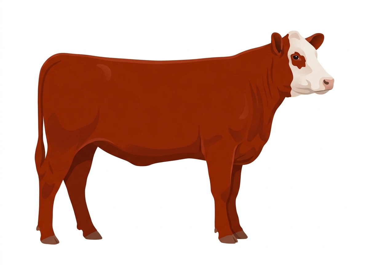 Red with a white face 5/8 Angus Cross Heifer