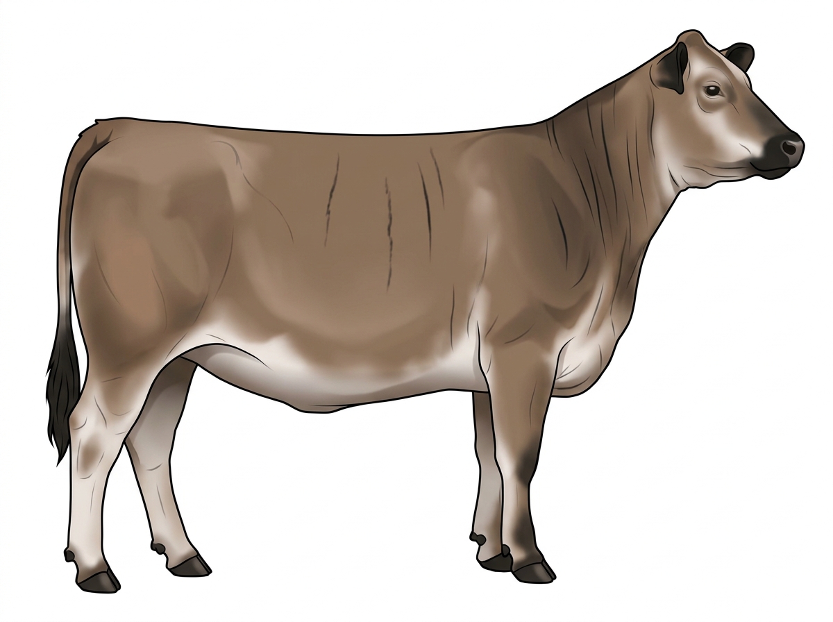 Brown roan with black stripes and black points 5/8 Brahman 3/8 Shorthorn Cow