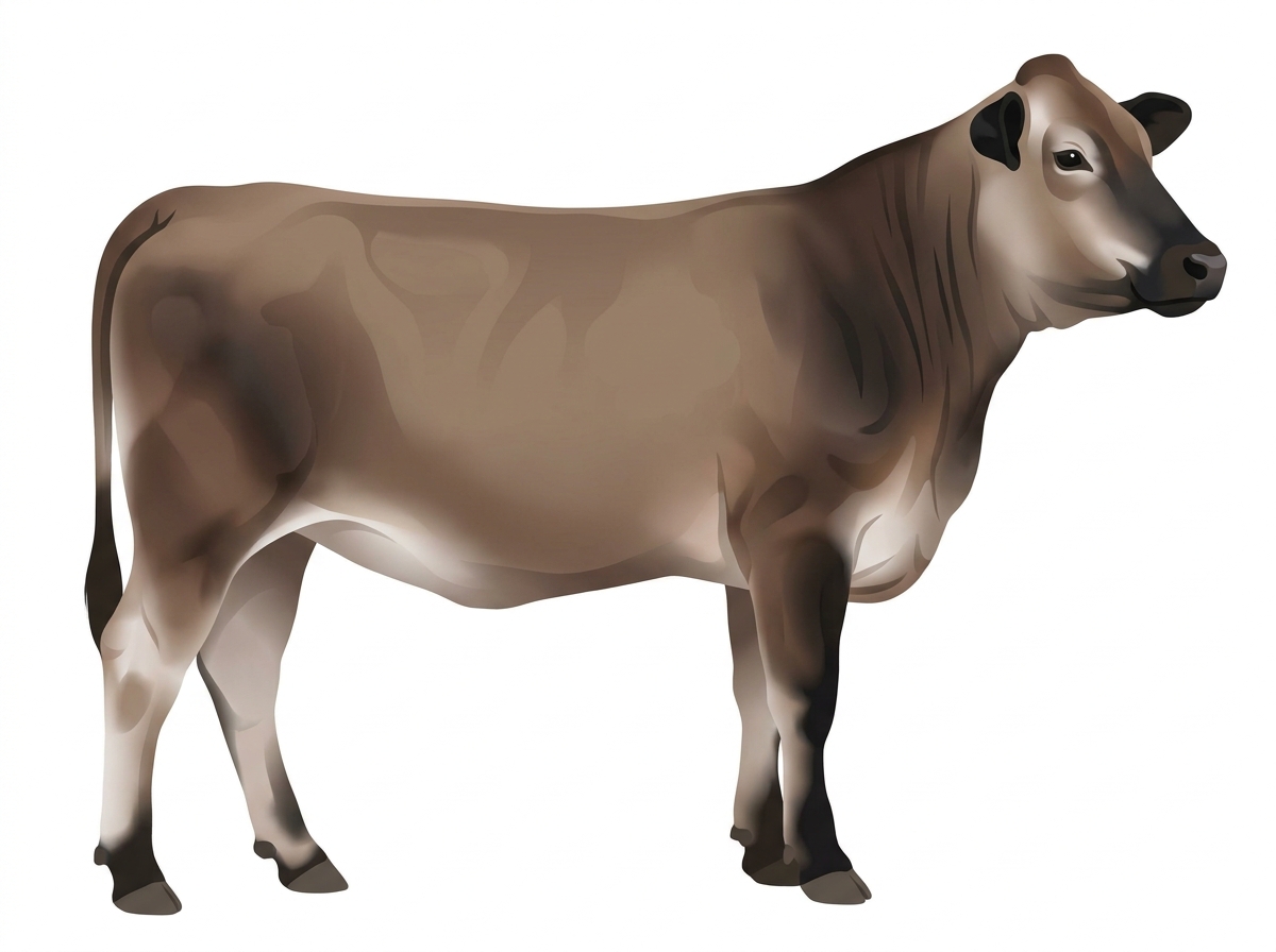 Brown roan with black stripes and black points 5/8 Brahman 3/8 Shorthorn Heifer