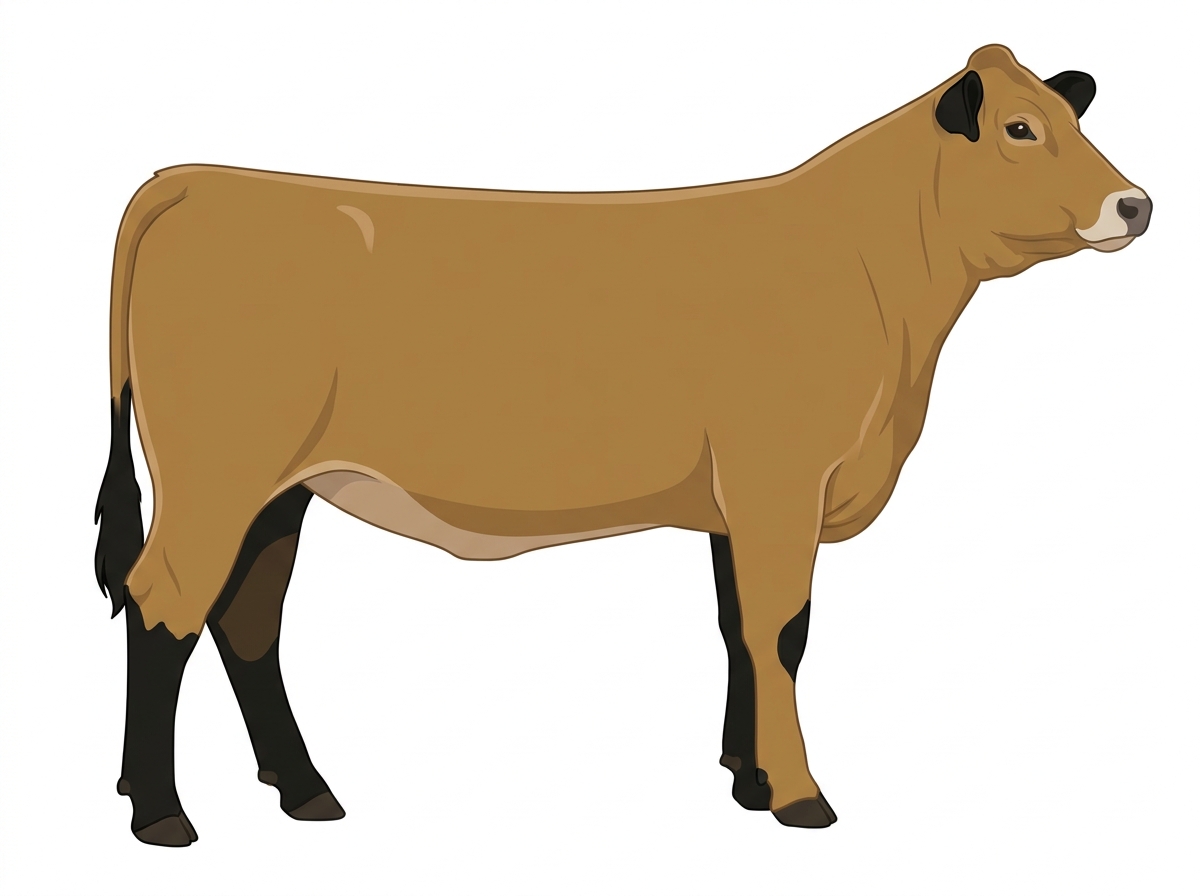 Tan with black points and a pale muzzle ring and lighter underline 5/8 Braunvieh 3/8 Simmental Heifer