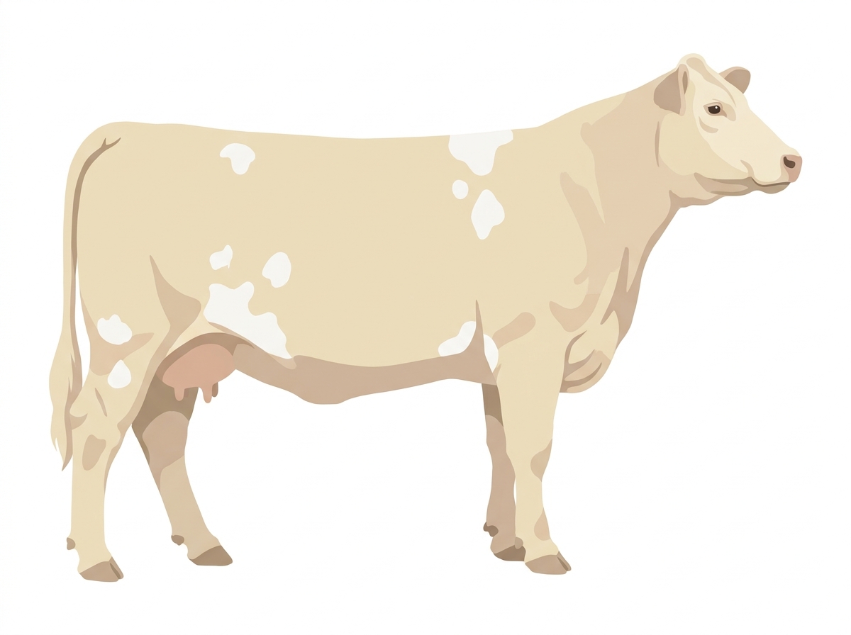 White with a few white spots 5/8 Charolais 3/8 Hereford Cow
