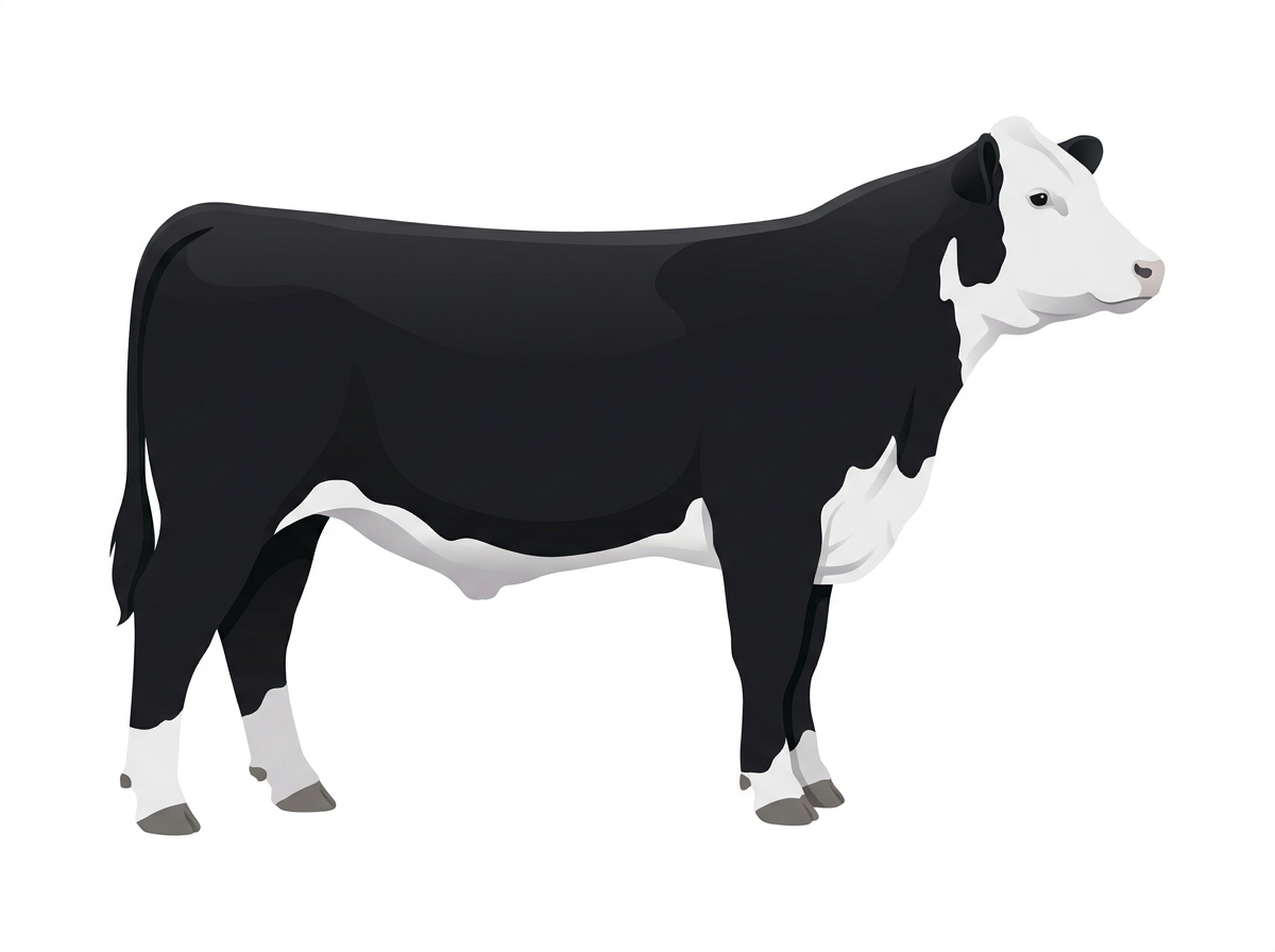 Black with a white face 5/8 Hereford Cross Steer