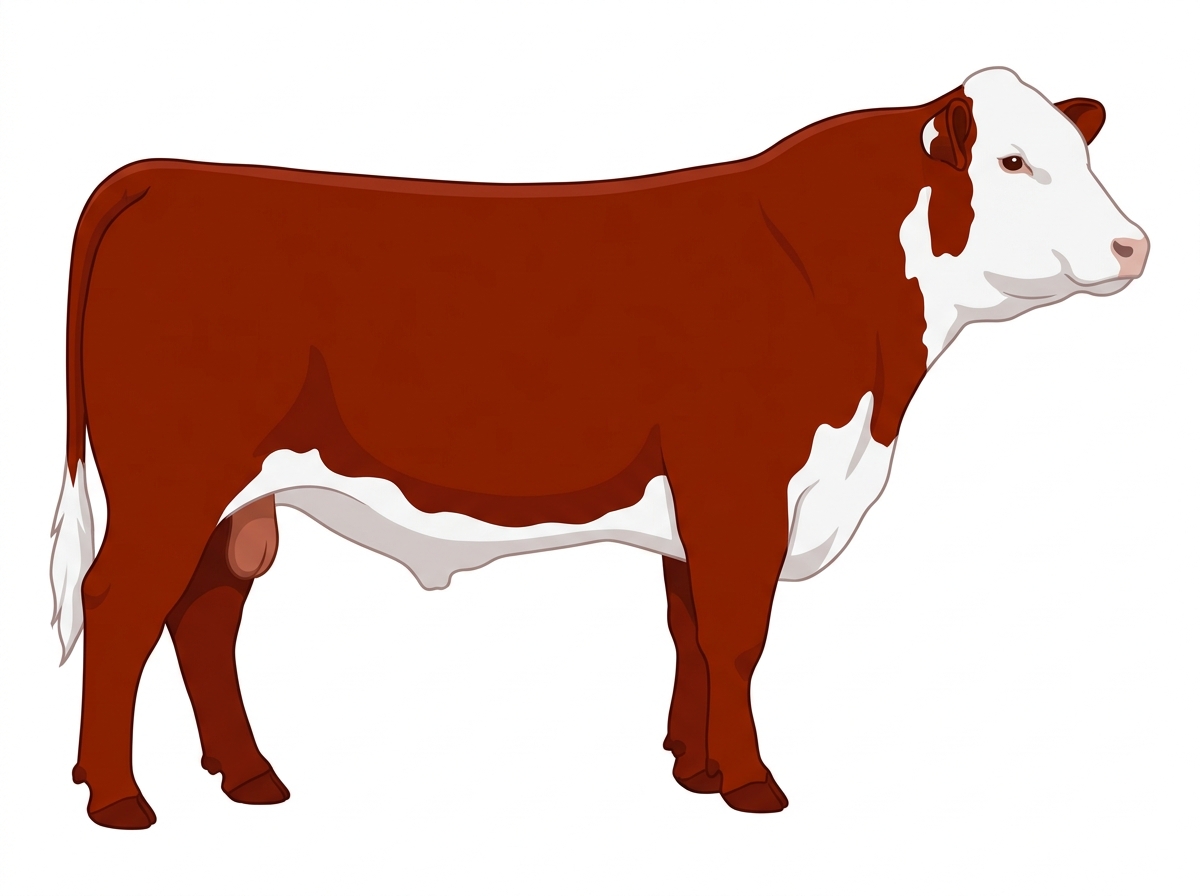Red with a white face 5/8 Hereford Cross Bull