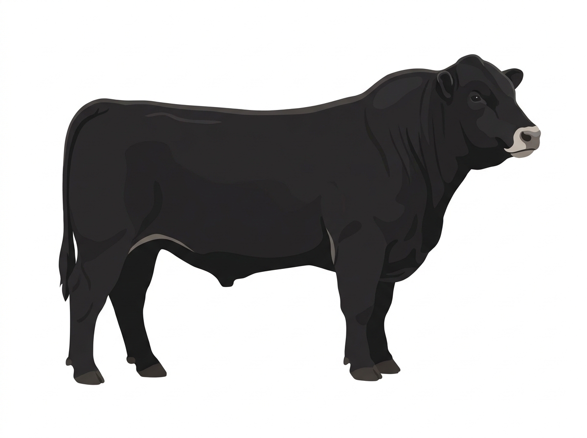 Black with a pale muzzle ring and lighter underline 5/8 Highlander Cross Bull