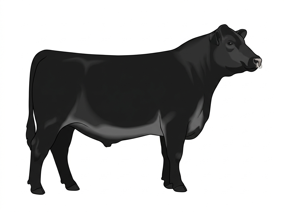 Black with a pale muzzle ring and lighter underline 5/8 Highlander Cross Steer